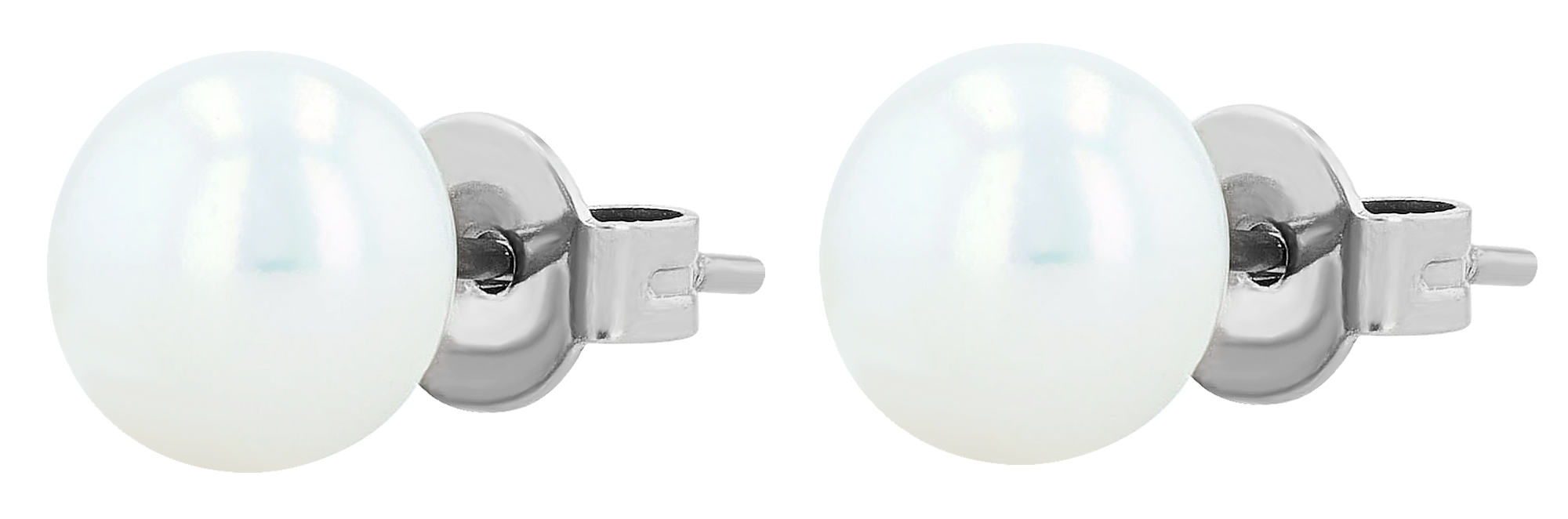 "Prati", Edelstahl Ohrstecker, Perle, weiß