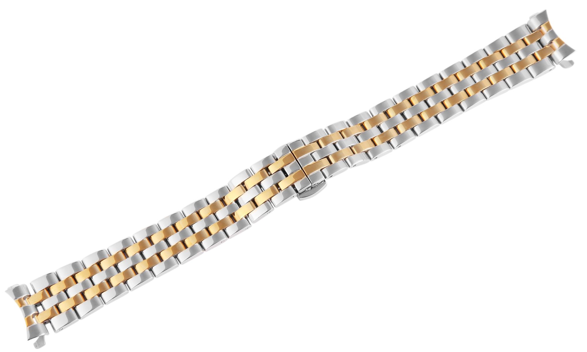 Edelstahl-Uhrenarmband, bicolor, Butterfly-Faltschließe, 16 mm