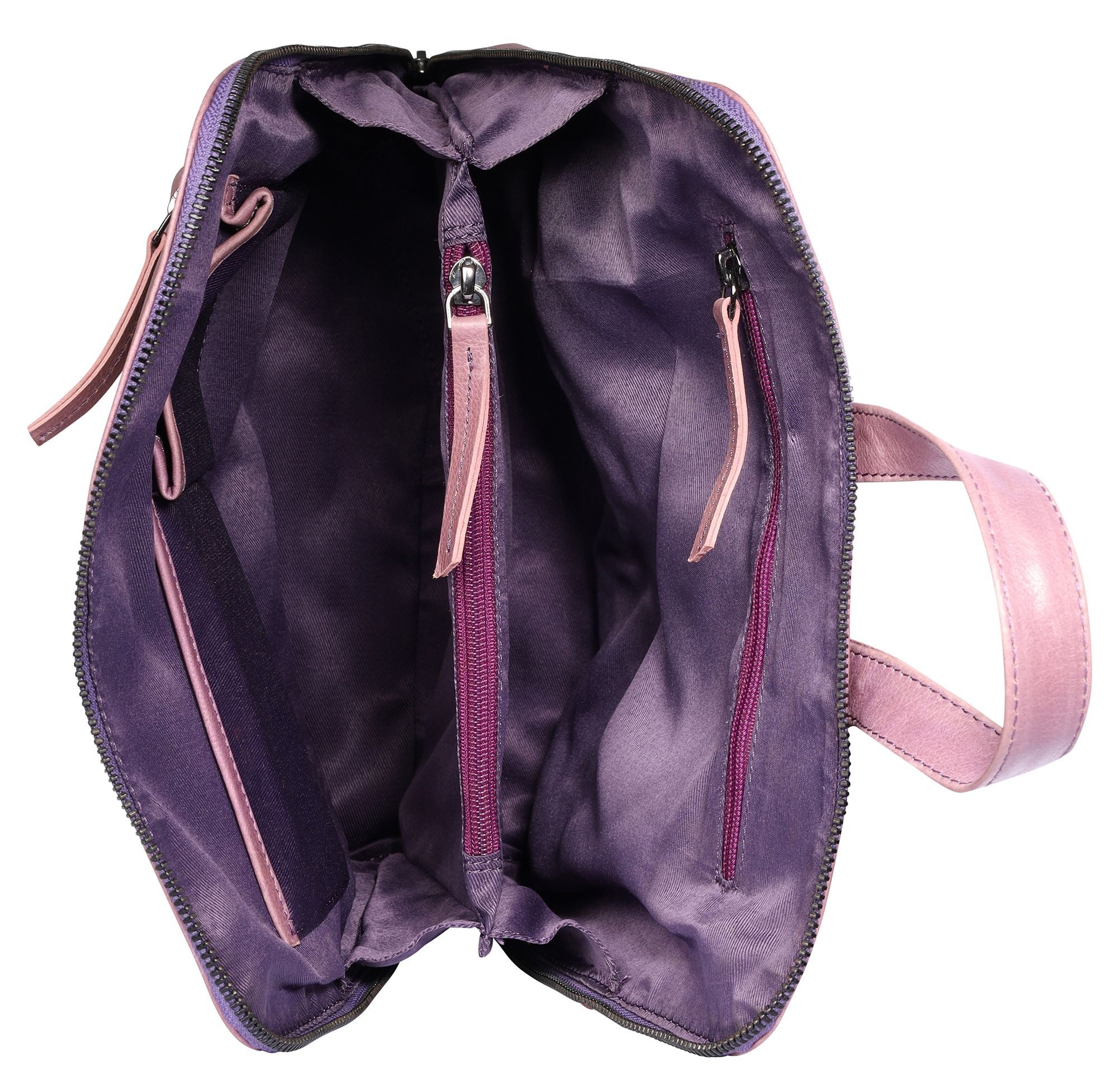 Leonardo Verrelli, Echtleder Rucksack/Tasche, Reißverschluss, verstellbare Riemen, rosa