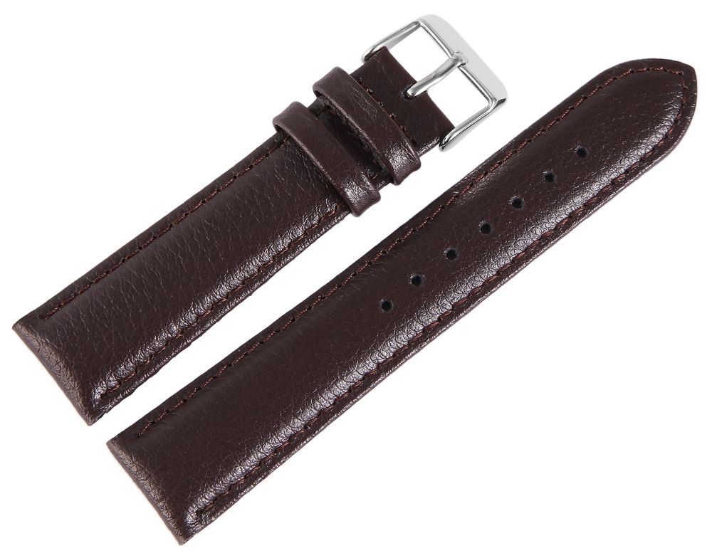 Echtleder-Uhrenarmband, dunkelbraun, 12 mm