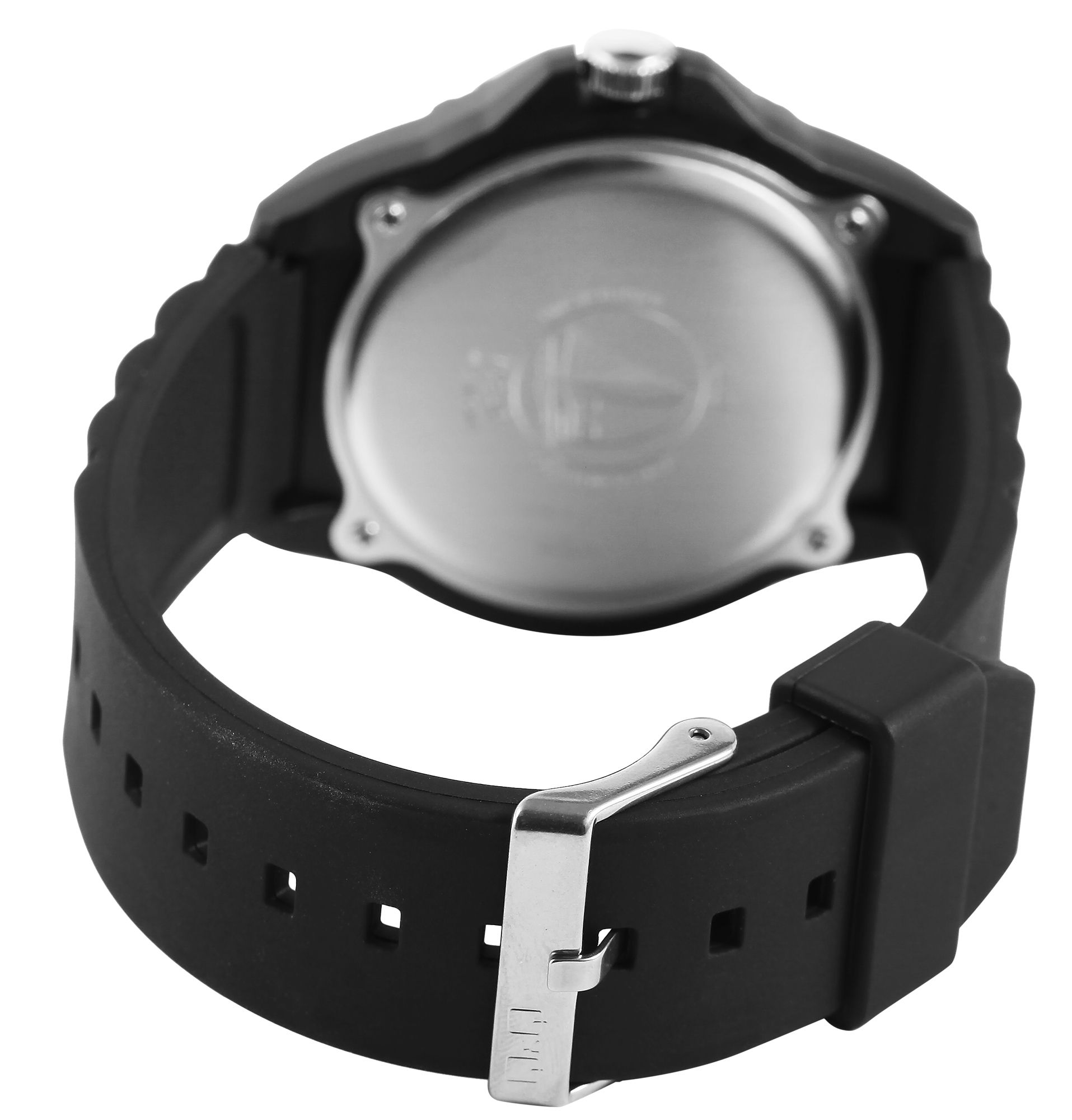 Q&Q Herrenuhr, Resinband, Ø 43 mm, schwarz/ weiß