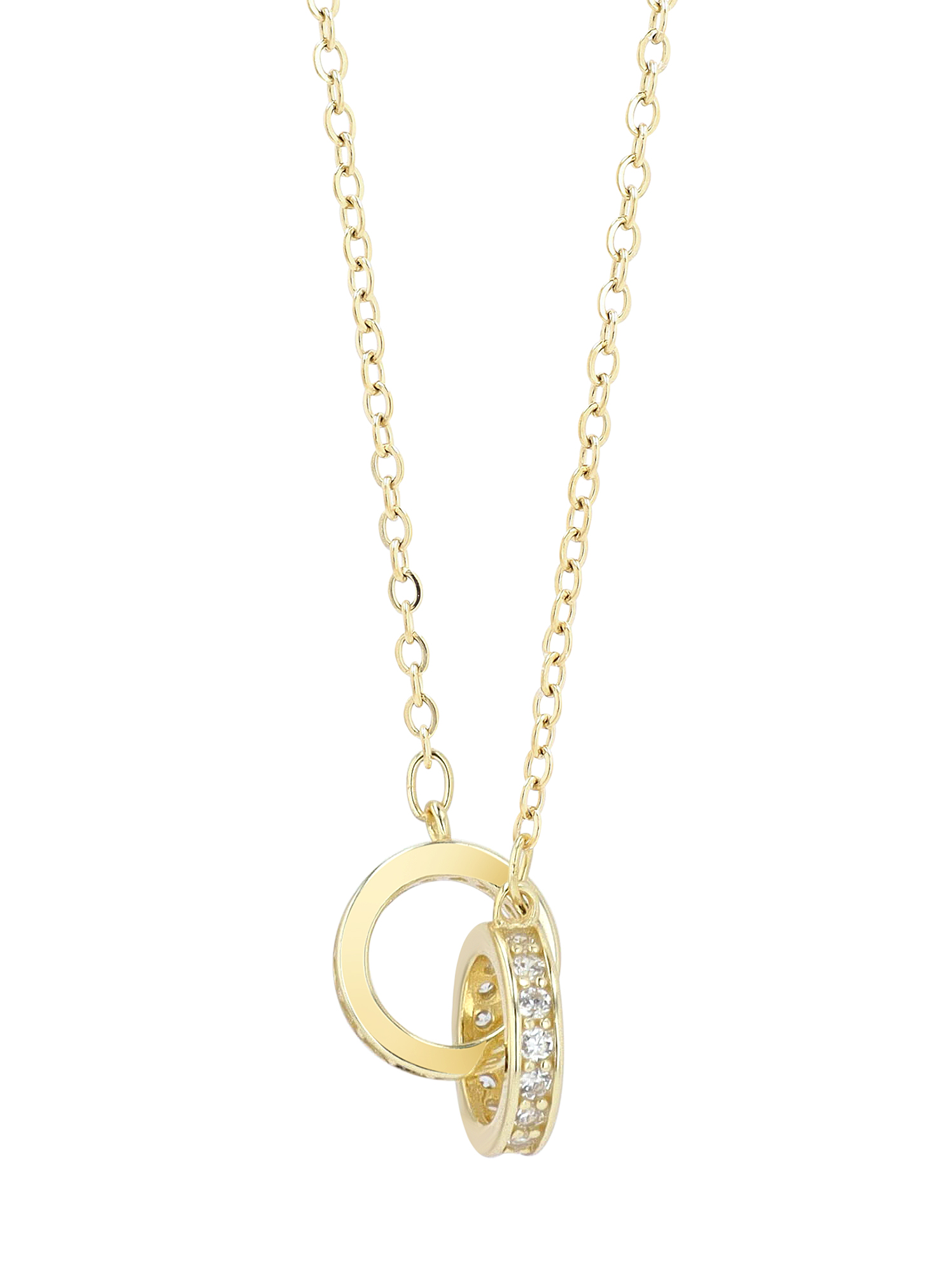 "Rina" 925/- Echt Silber Kette mit Anhänger, Zirkonia, vergoldet, 42+3cm