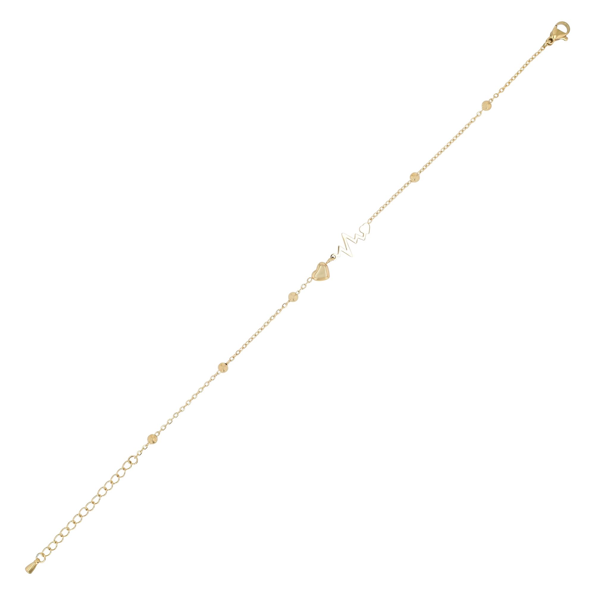 Akzent Fußkettchen "Briar" aus Edelstahl, Herz & Herzschlag, 21 cm, goldfarben