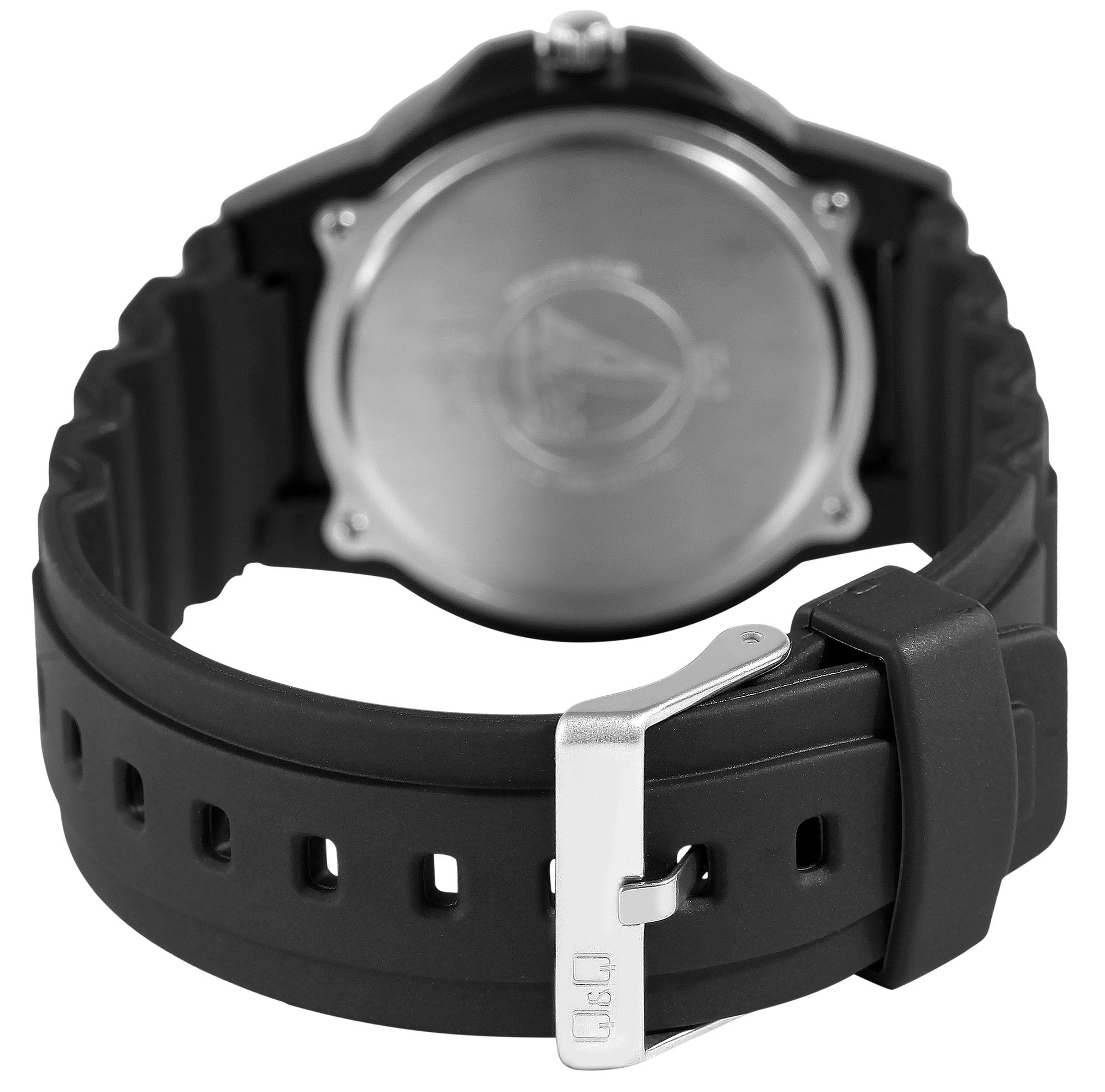Q&Q Herrenuhr, Kunststoff, Silikonarmband, schwarz, 10 Bar, Ø 40 mm