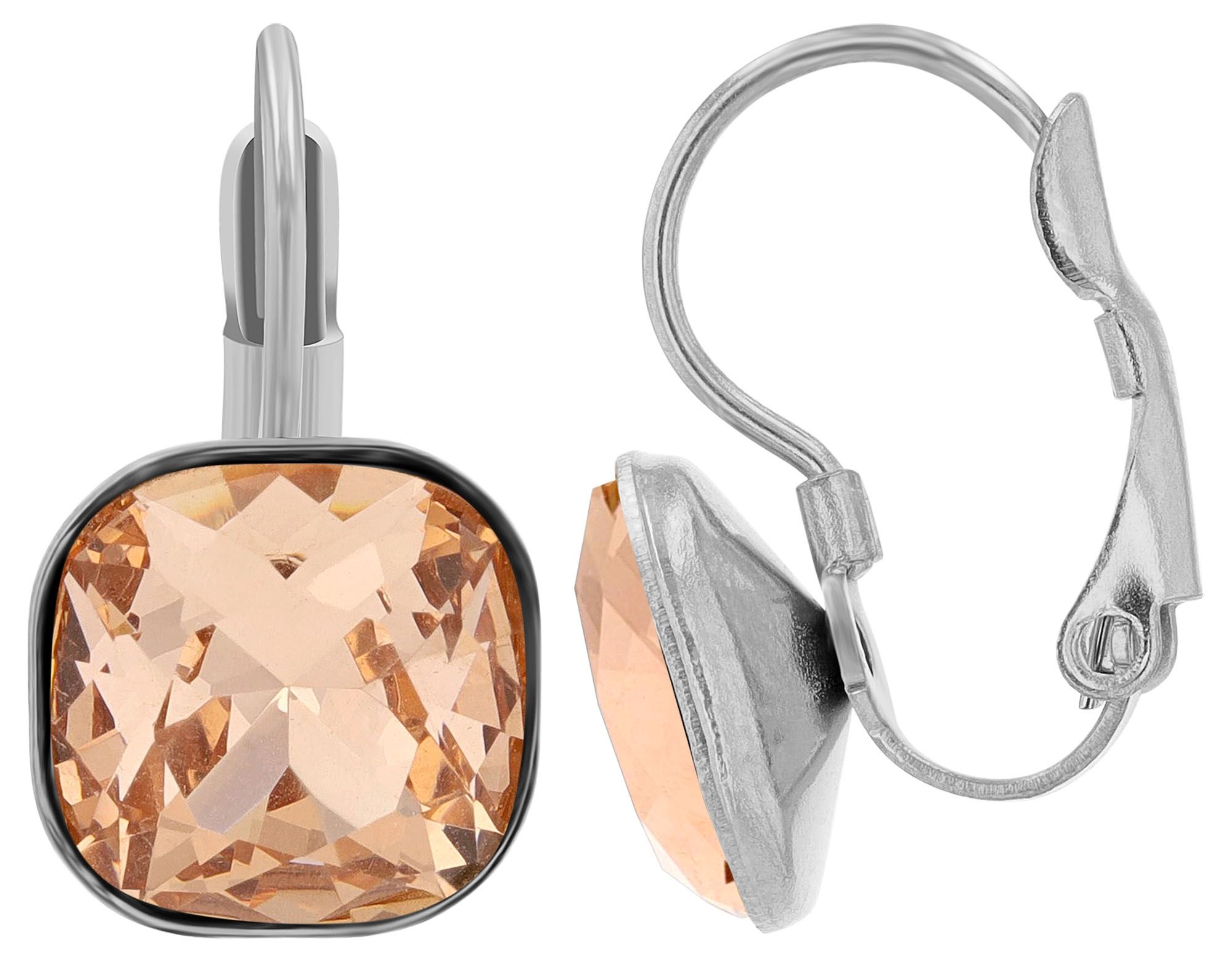 "Lia" - Schmuckset, Kette (45cm) mit Anhänger und Ohrhänger, Edelstahl, Silber + Rosè