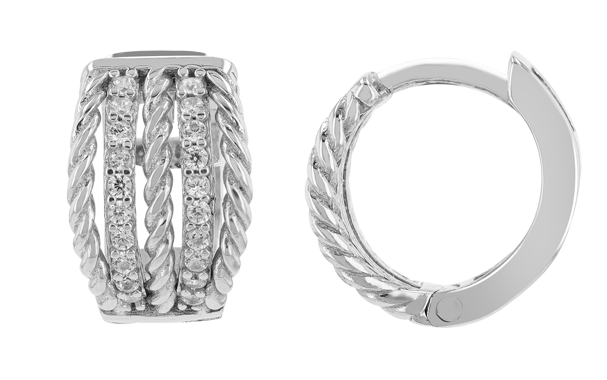 925/- Echt Silber Klapp-Creolen "Alexis", rhodiniert
