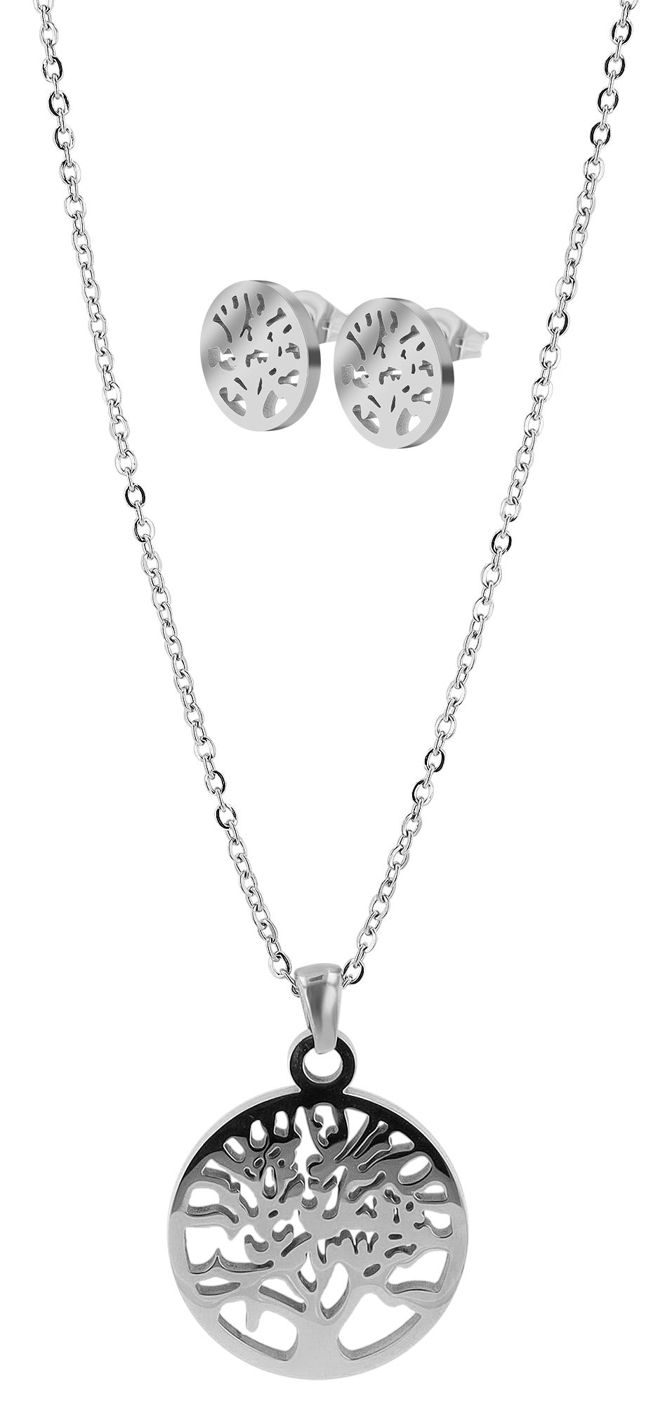 "Lanai" Edelstahl Schmuckset - Lebensbaum, (Kette 45 cm & Ohrstecker), silberfarben