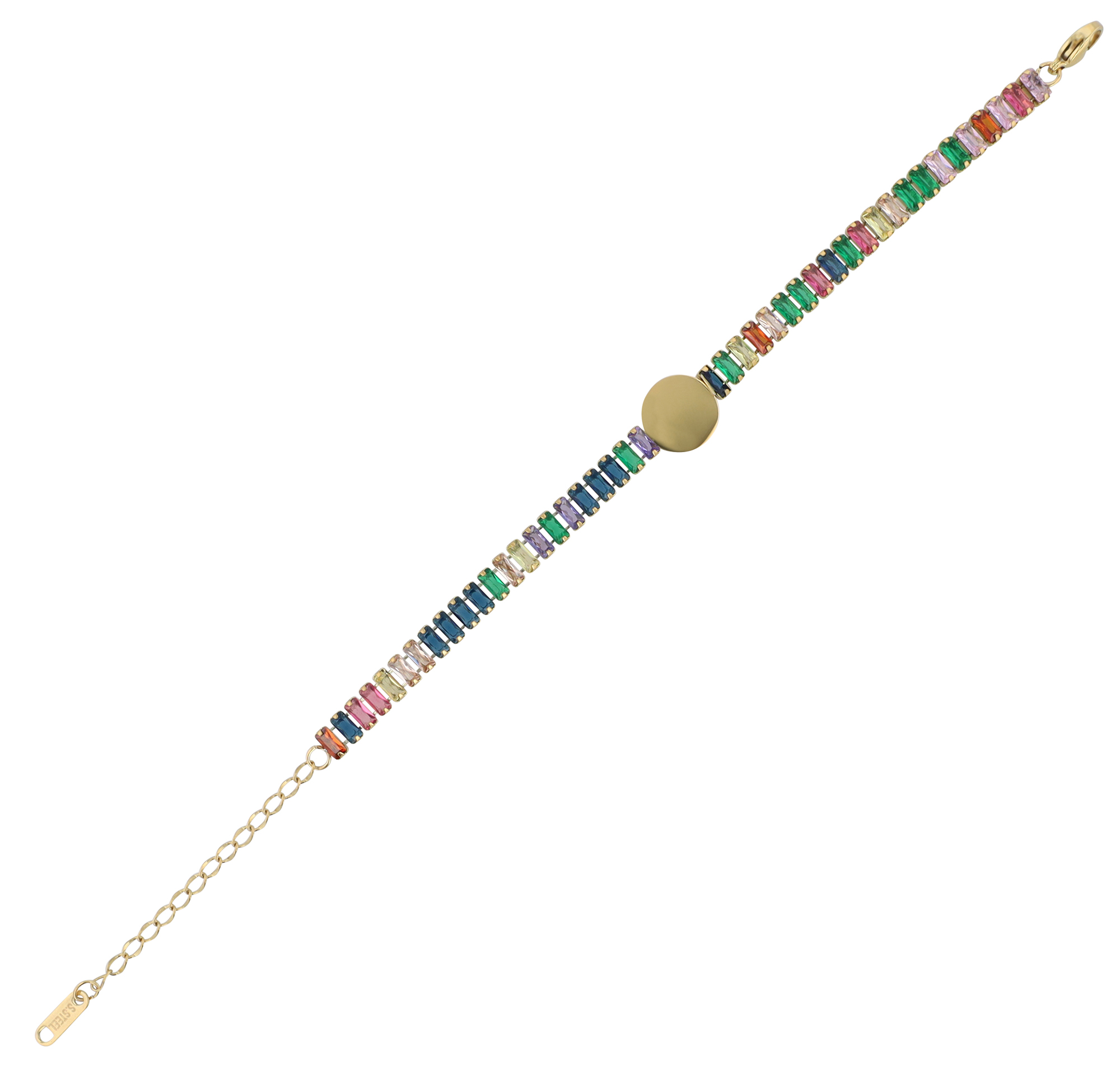 Akzent Armband "Alexa", Edelstahl & Zirkoniasteine, Gravurplatte, goldfarben
