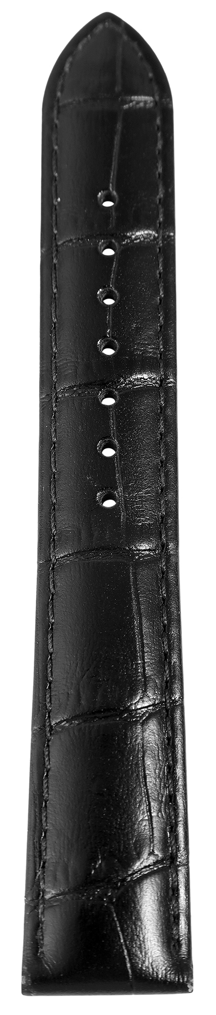Uhrenarmband aus Echt Leder, Kroko-Optik, schwarz, 18 mm
