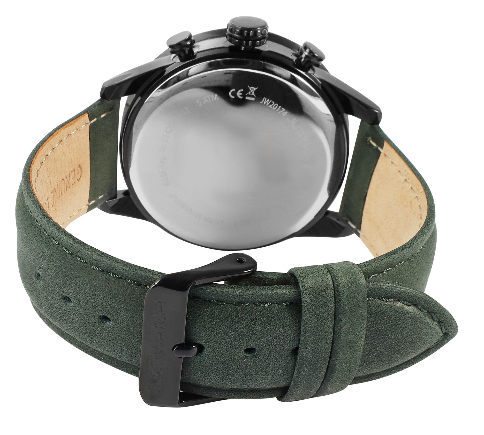 Just Watch Herrenchronograph mit Lederarmband, 5 ATM, grün
