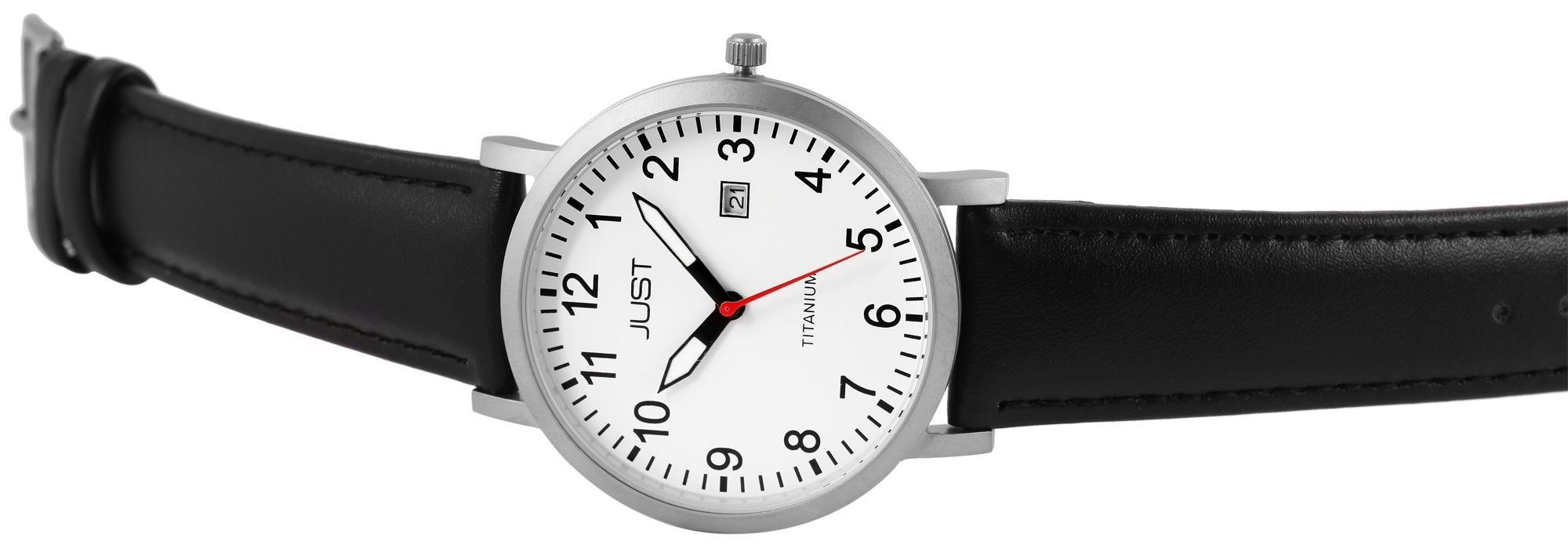 Just Titan Herrenuhr "Keenan" mit Echtlederband, 5 ATM, schwarz/weiß