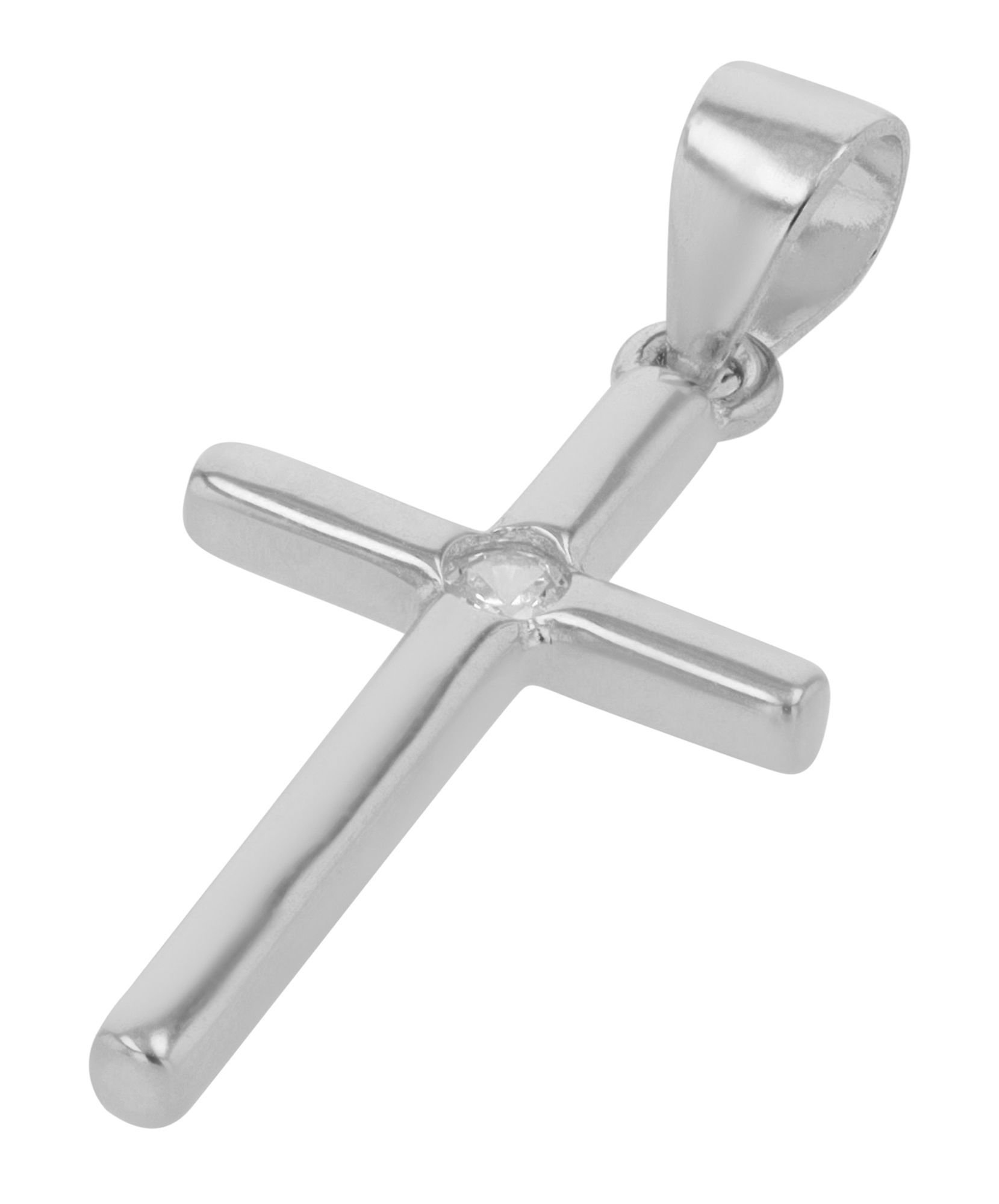 "Hanna" 925/rh Echt Silber, Anhänger - Kreuz, Zirkonia, rhodiniert