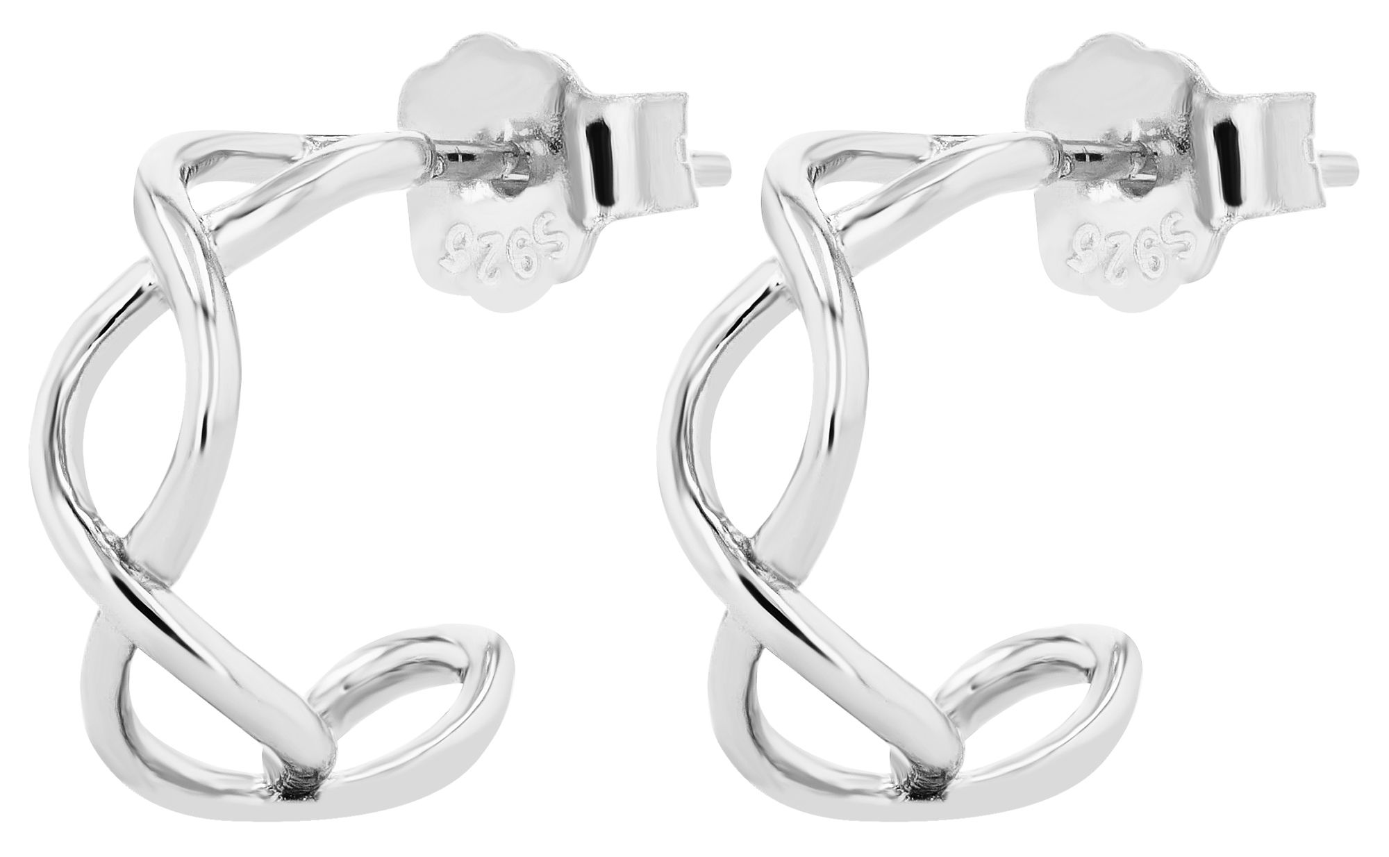 "Giselle" Ohrstecker/ Halbcreole aus 925 Echt Silber, Silber/ rhodiniert