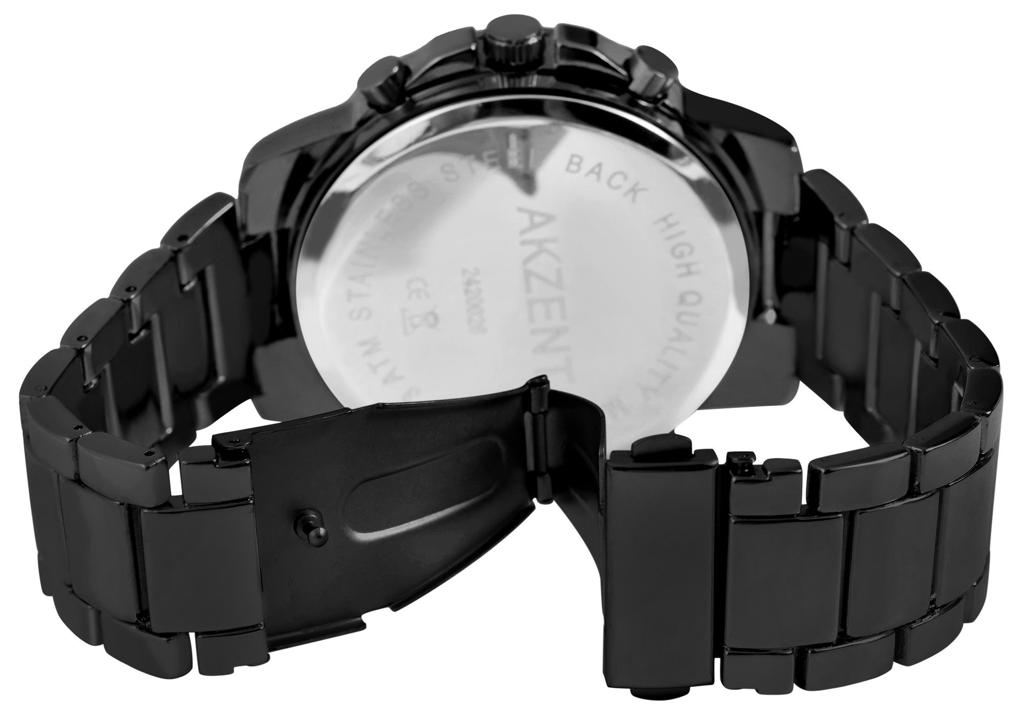 Akzent Analog/Digital Herrenuhr mit Edelstahlarmband, schwarz/weiß