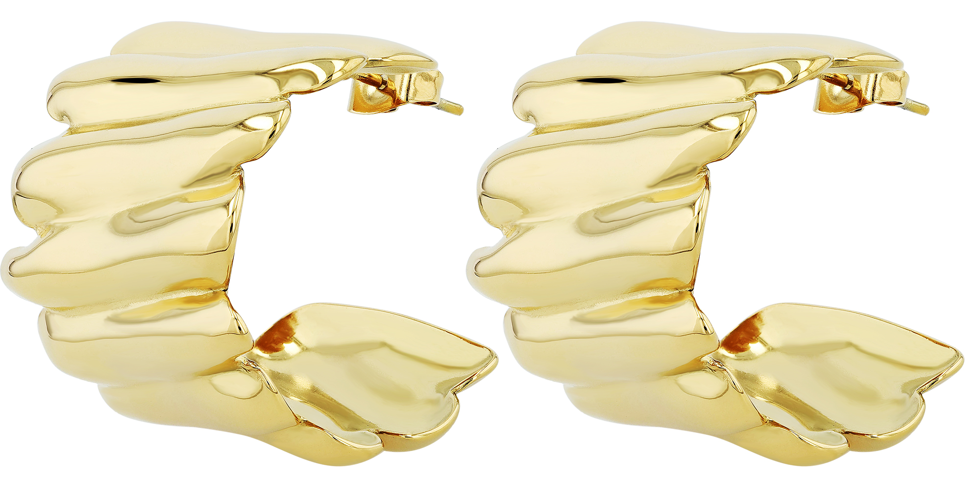 "Regina" Edelstahl Creolen/ Halbcreole im Wellen-Design, Statement, goldfarben