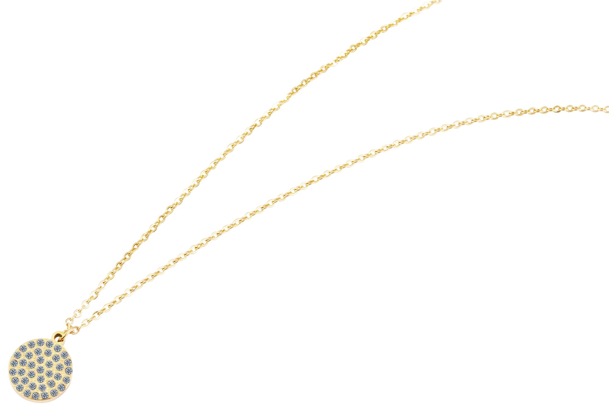 "Mathilda", Edelstahlkette mit Anhänger, 43 cm, Similisteine, goldfarbig