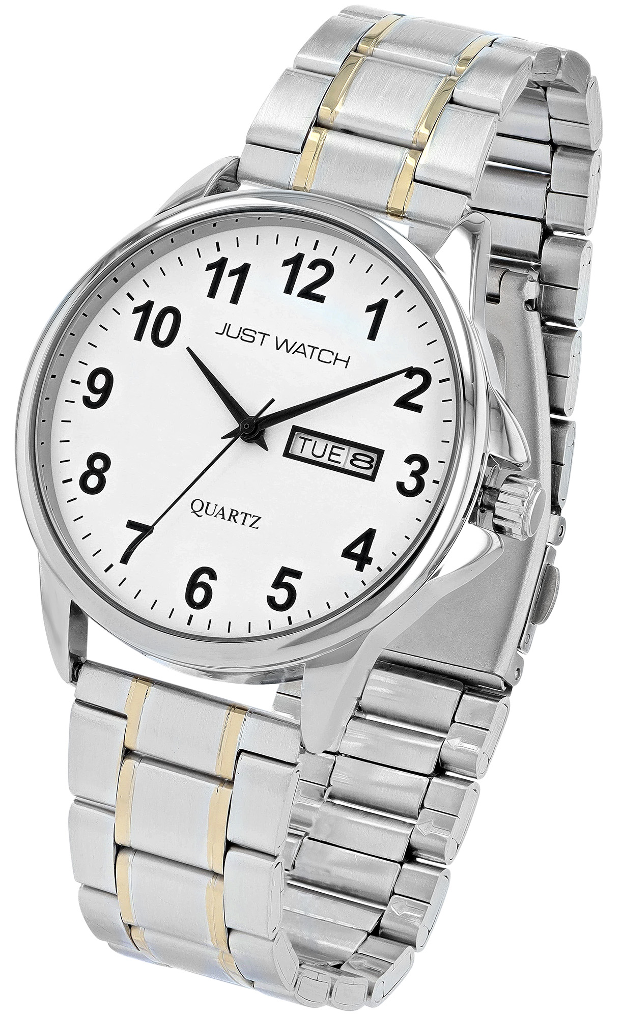 Just Watch "Paul" Herrenuhr Ø 39 mm, Edelstahlband, bicolor/ weiß