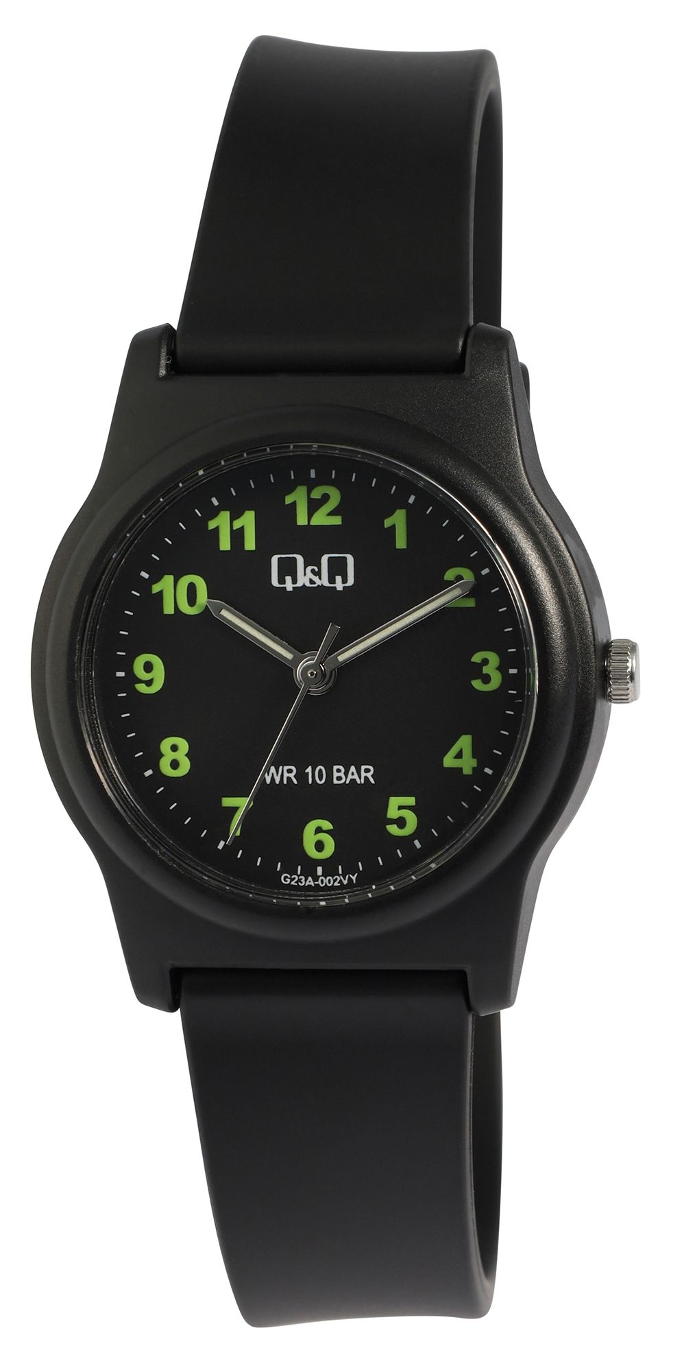 Q&Q Jugenduhr Ø 30 mm, Resinband, schwarz (grün)