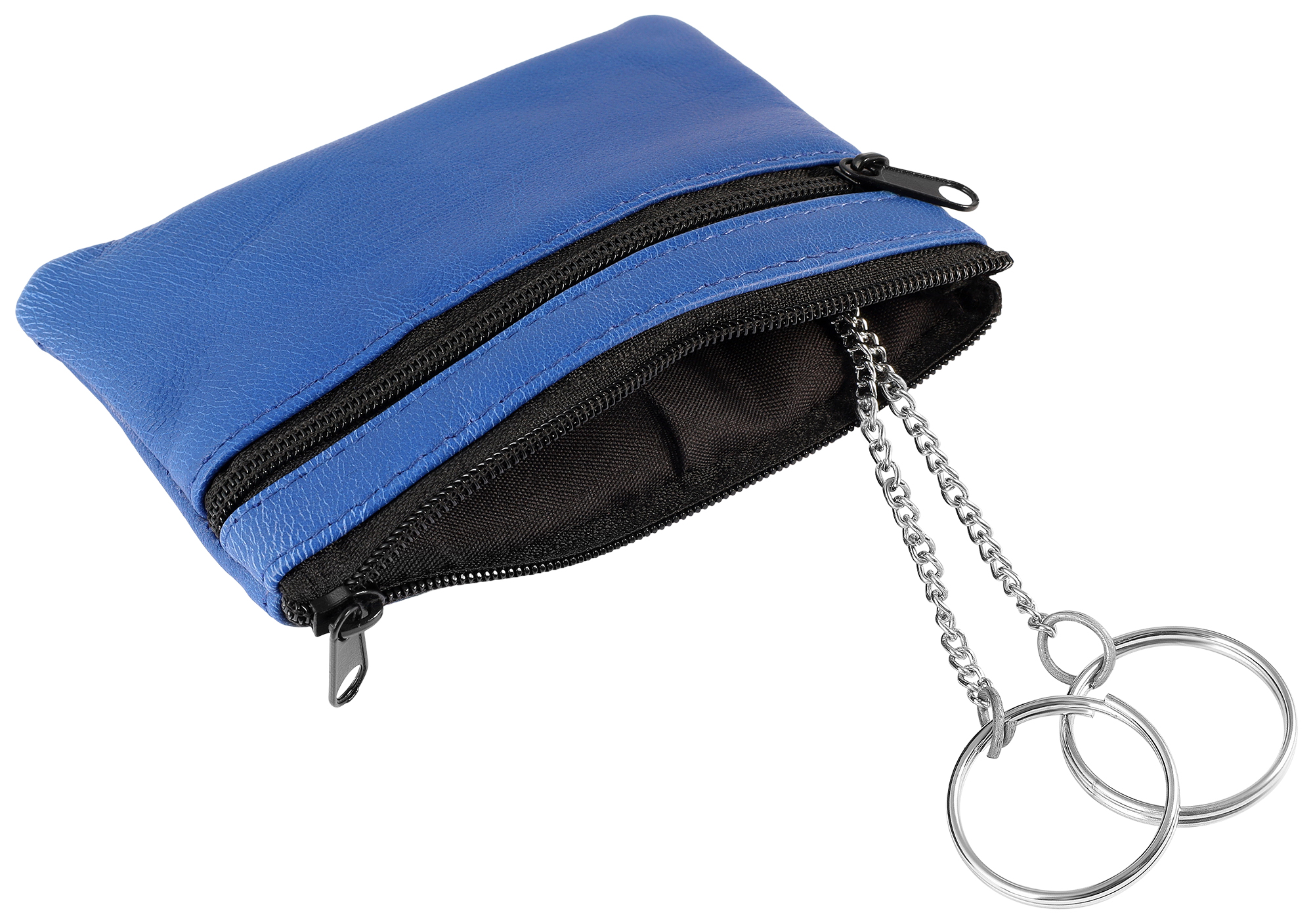 Excellanc Echtleder Schlüsseletui / Schlüsselbeutel, blau