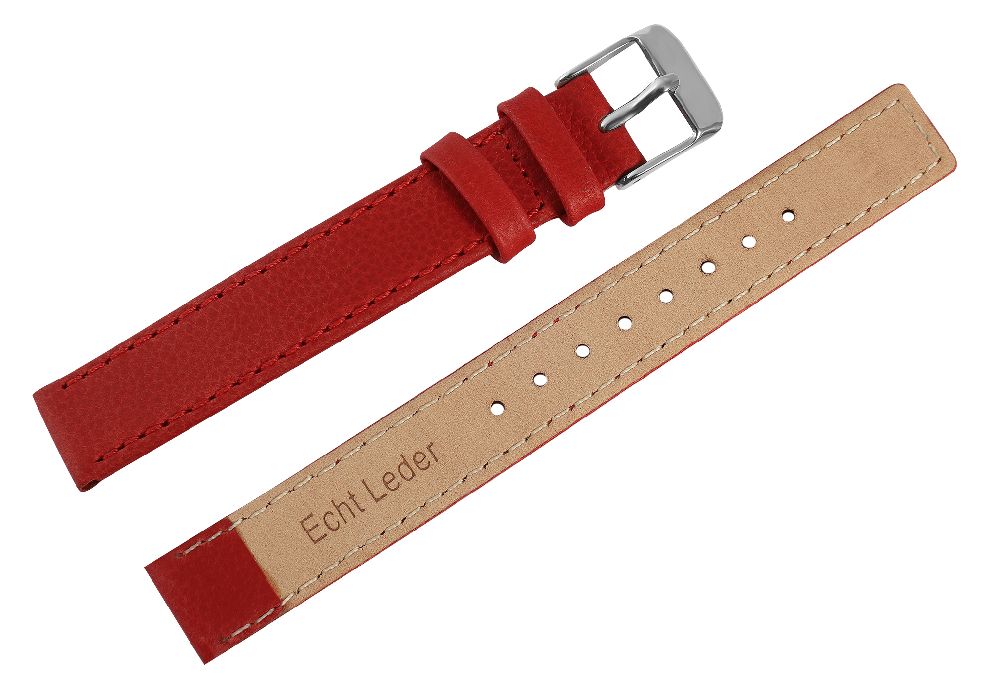 Echtleder-Uhrenarmband "super-soft", rot, Naht, 10 mm