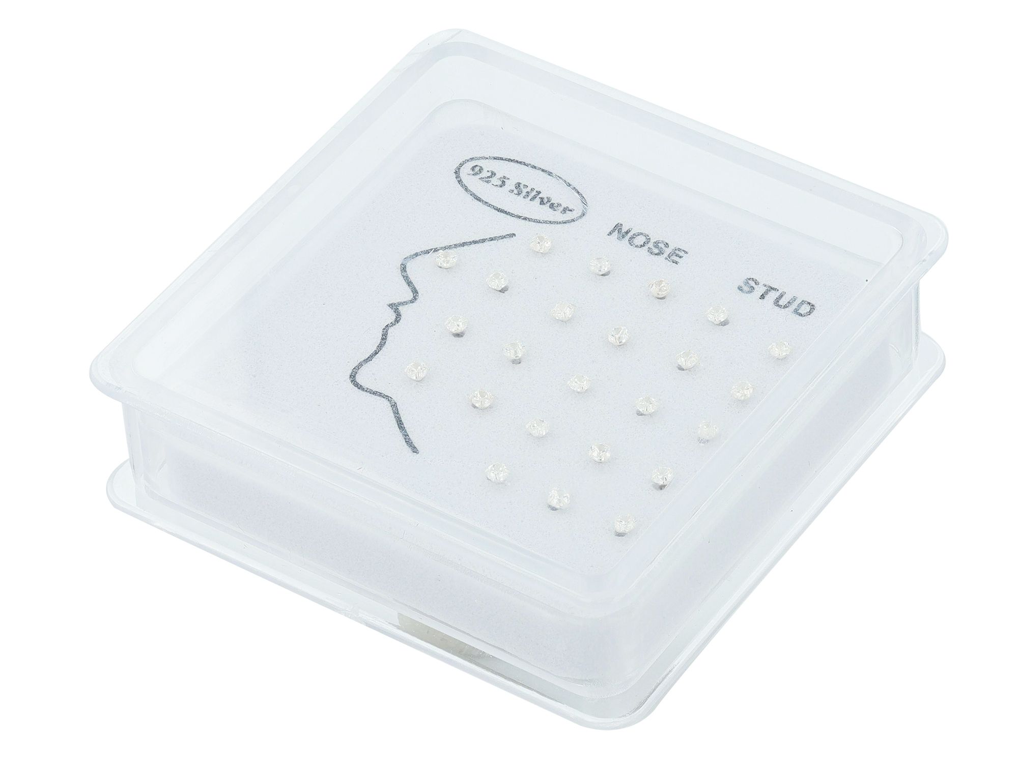 925/- Silber Nasen Piercings, 24 Stück, Stabstärke 0,5 mm / Stablänge 6 mm / Ø 2 mm