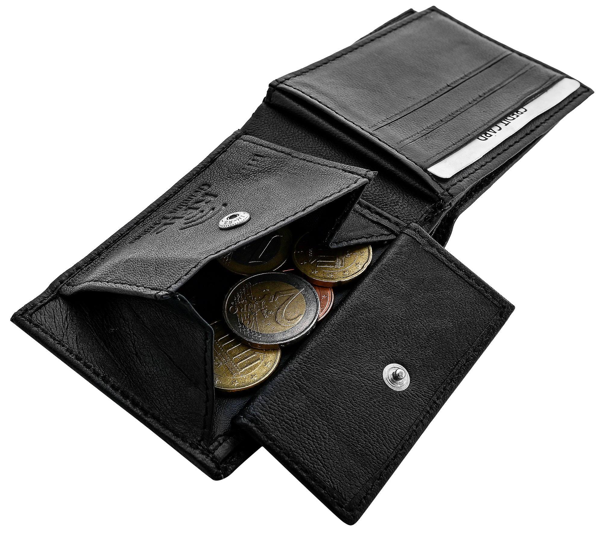 Steinmeister Echtleder Mini-Geldbörse, RFID, Querformat, schwarz