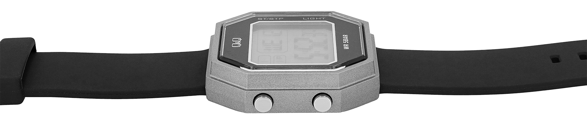 Digitaluhr mit Kunststoffarmband, schwarz/ silberfarben