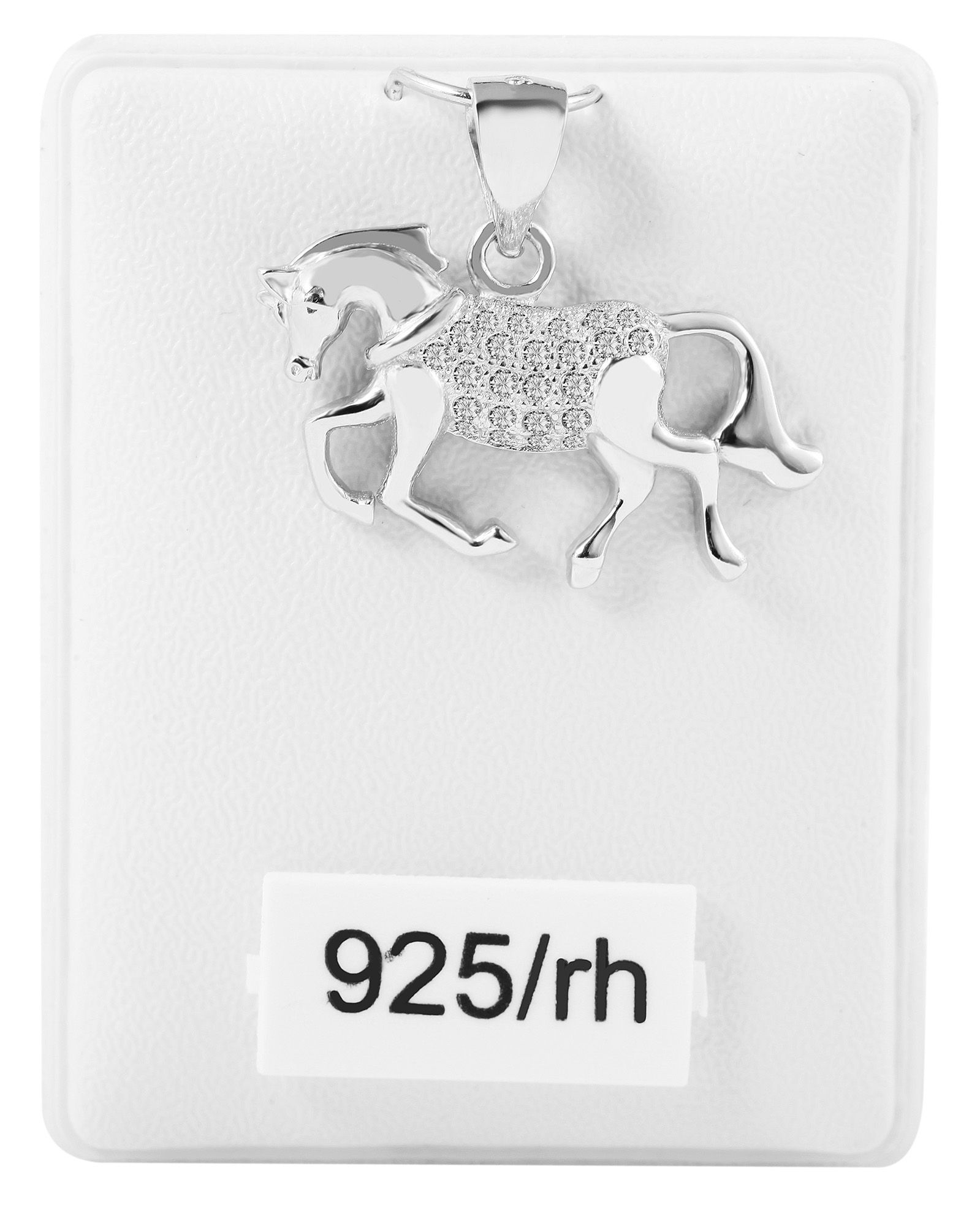 925/- Echt Silber Anhänger ohne Kette "Barbika", Pferd mit Zirkoniabesatz, 925/rhodiniert