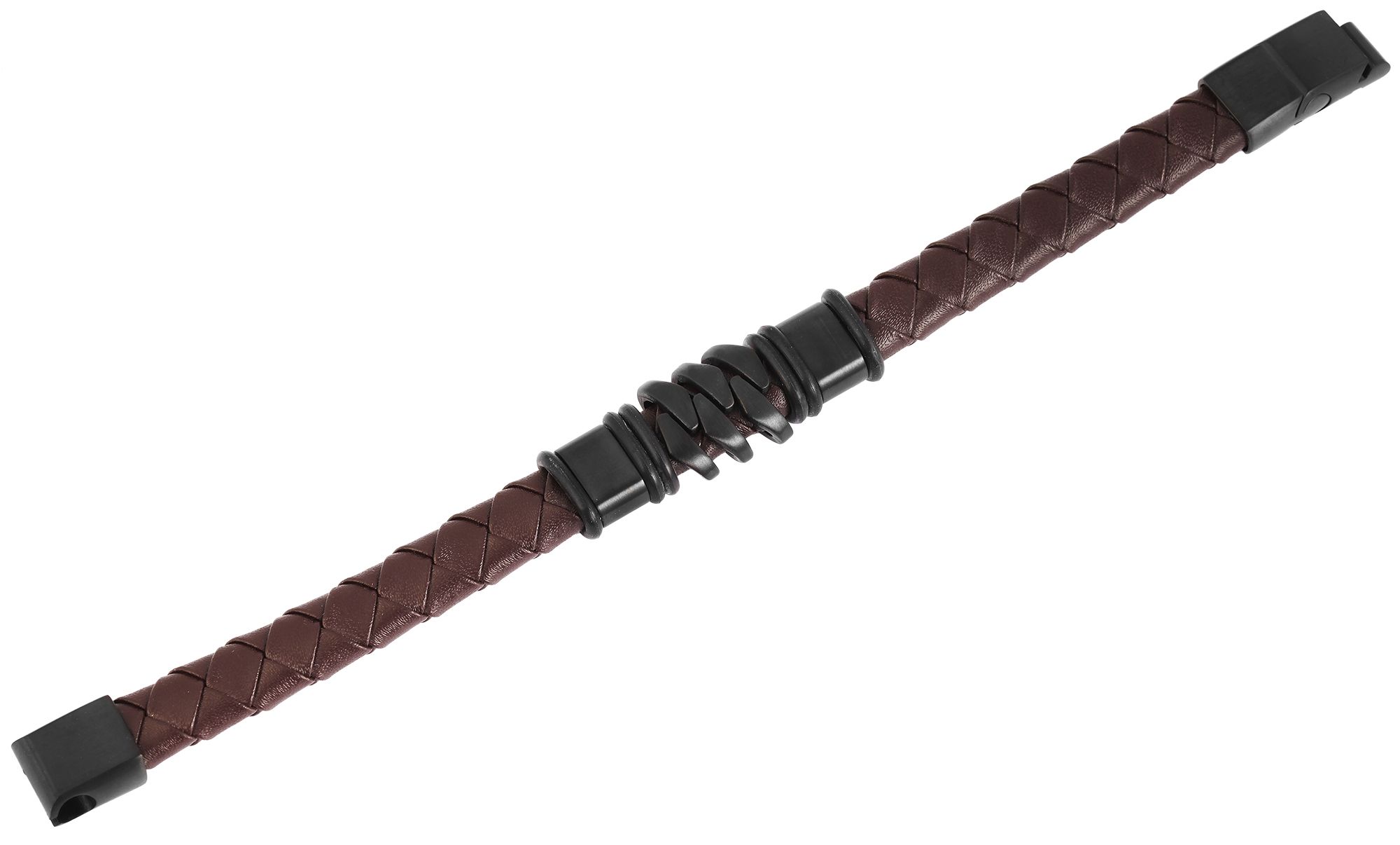 Akzent Echtlederarmband mit Edelstahlelement, braun u. schwarz