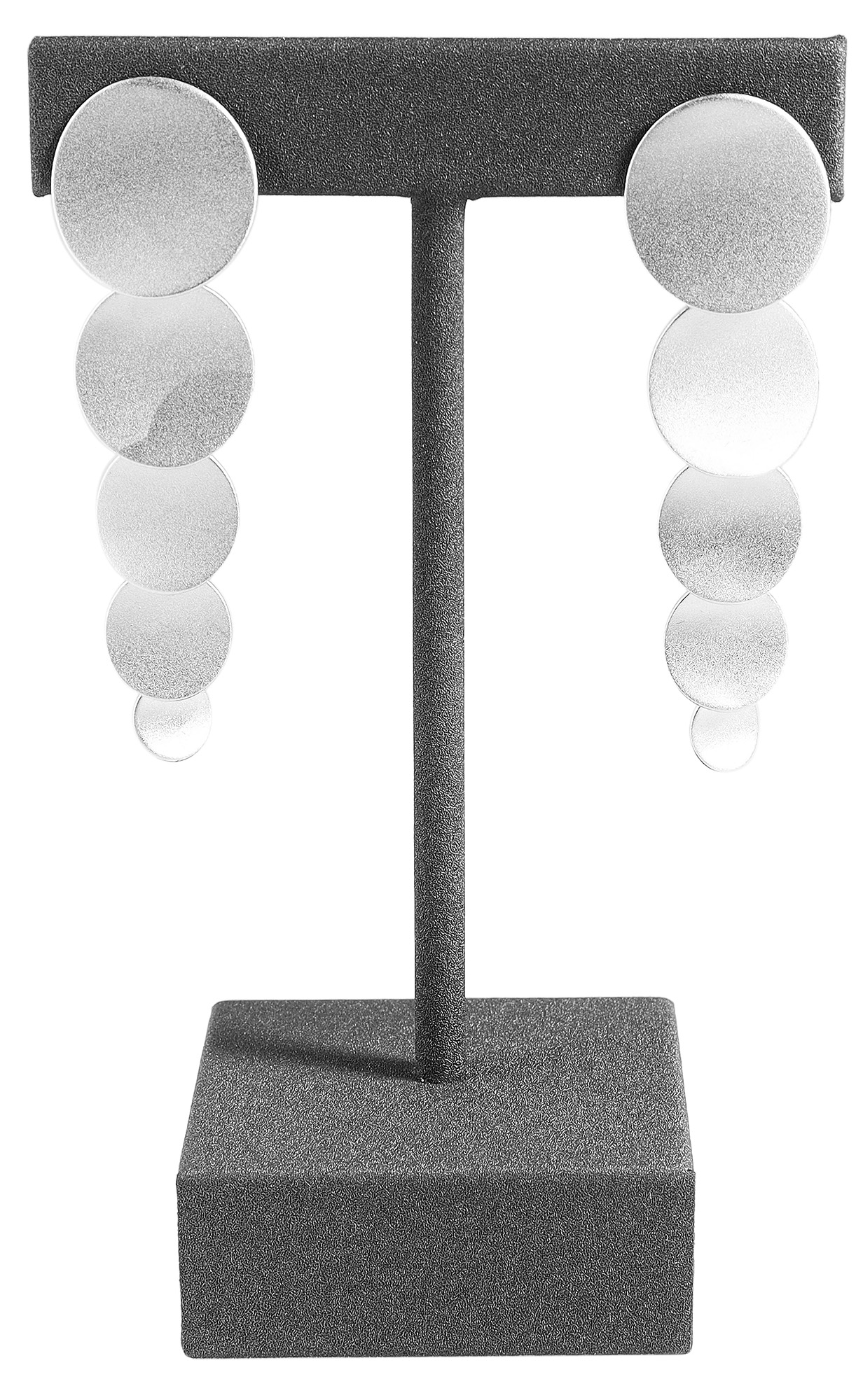 Aufsteller für Ohrringe/ Ohrhänger/ Creolen (Dekoserie Soft), PU-bezogen, 10,5 cm, grau