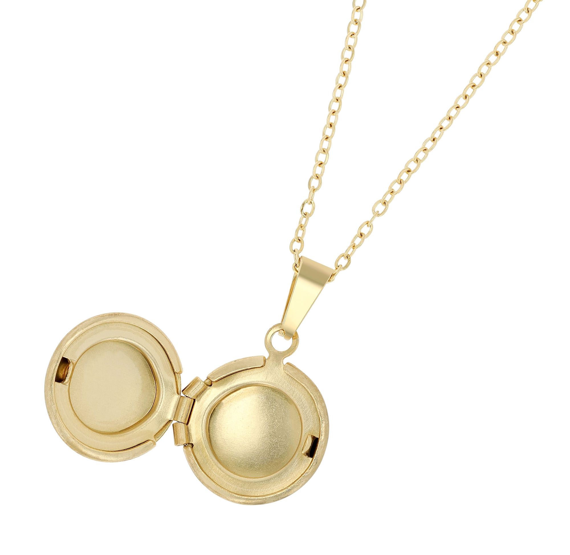 "Zarina", Edelstahl Akzent Halskette 43 + 5 cm mit rundem Medaillon, goldfarben