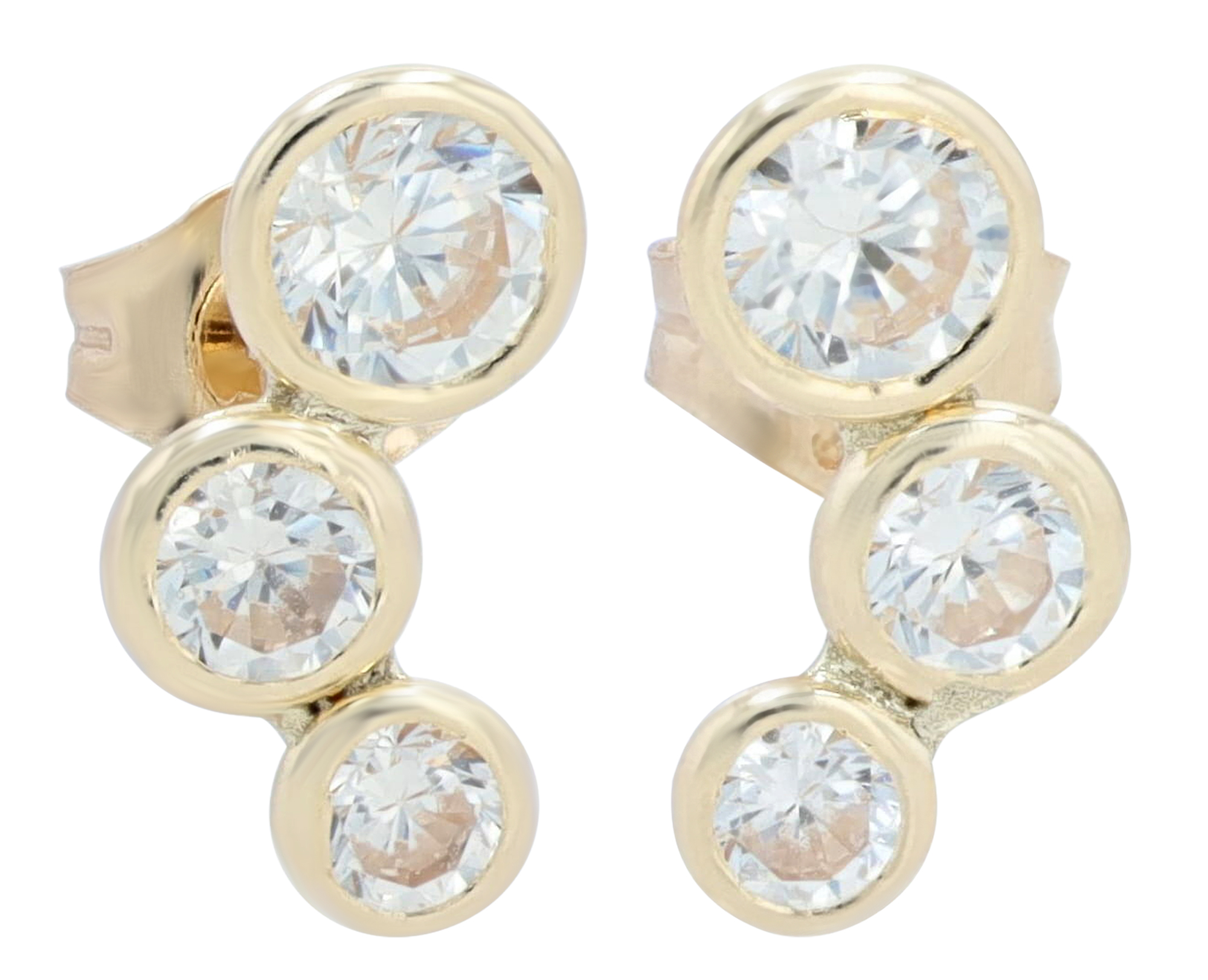 333/- Echt Gold "Trinity" Ohrstecker, Zirkonia, Gelbgold, 8 Karat