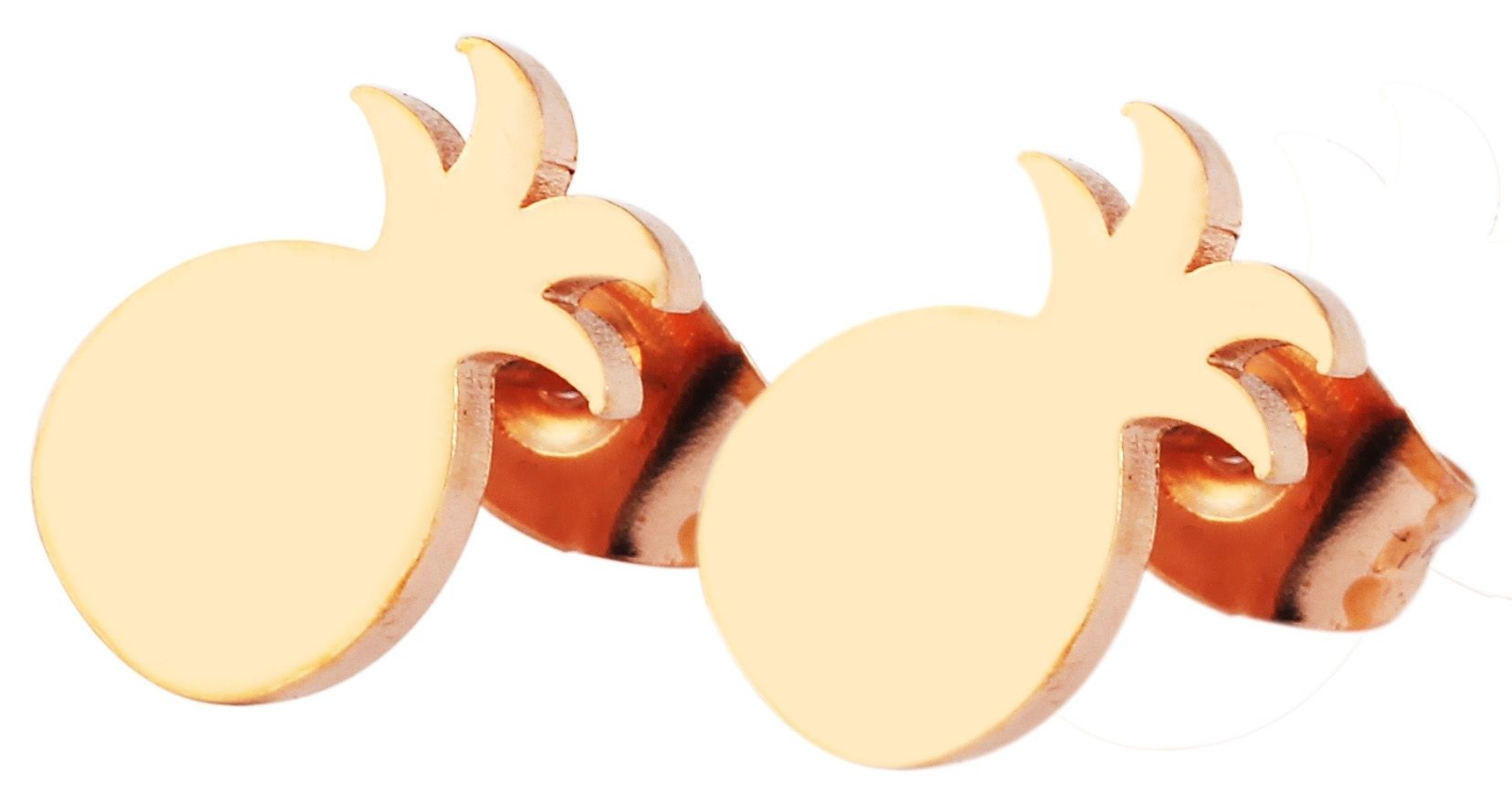 Akzent Edelstahl Ohrstecker mit Ananas Motiv,IP Roségold, roségoldfarbig