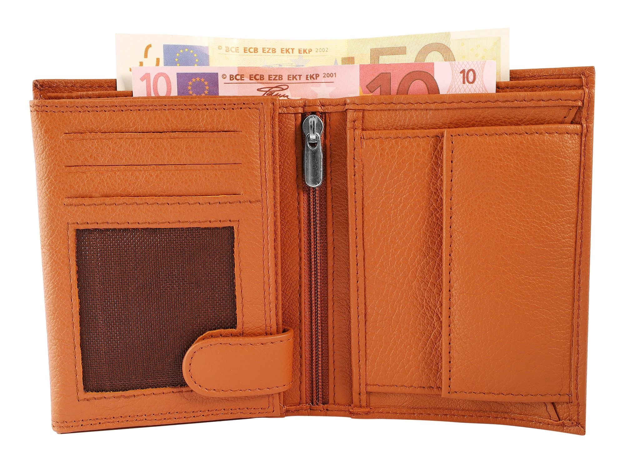 "Vinzent" Leonardo Verrelli Echt Leder Geldbörse im Hochformat mit RFID-Schutz, cognac