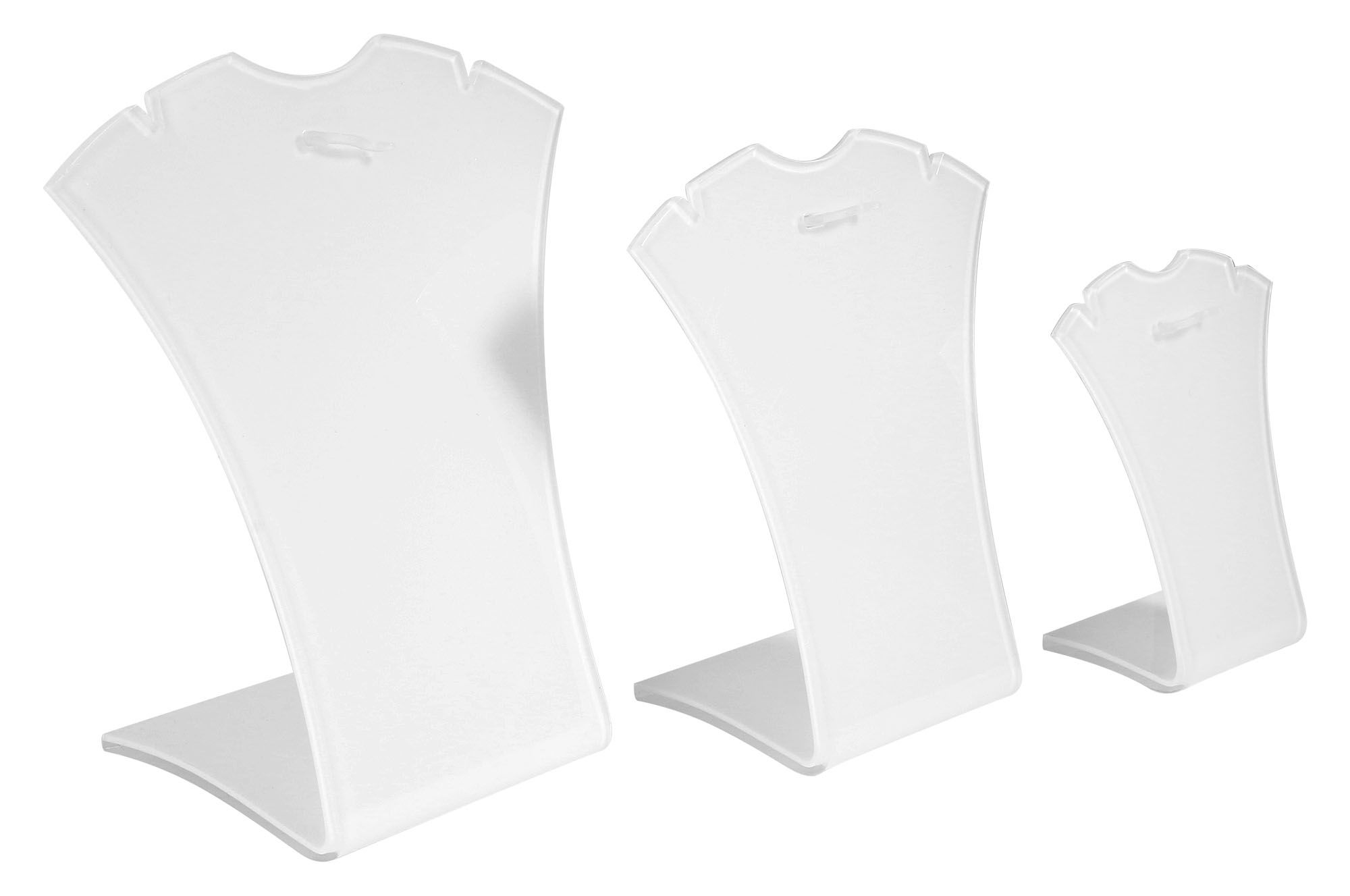 Acryl Aufsteller für Ketten (Dekoserie Glossy), 3er Set , weiß