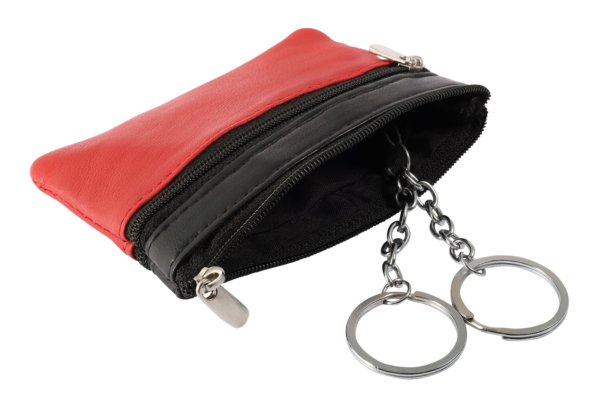 Excellanc Schlüsselbeutel aus Echtleder in rot/schwarz