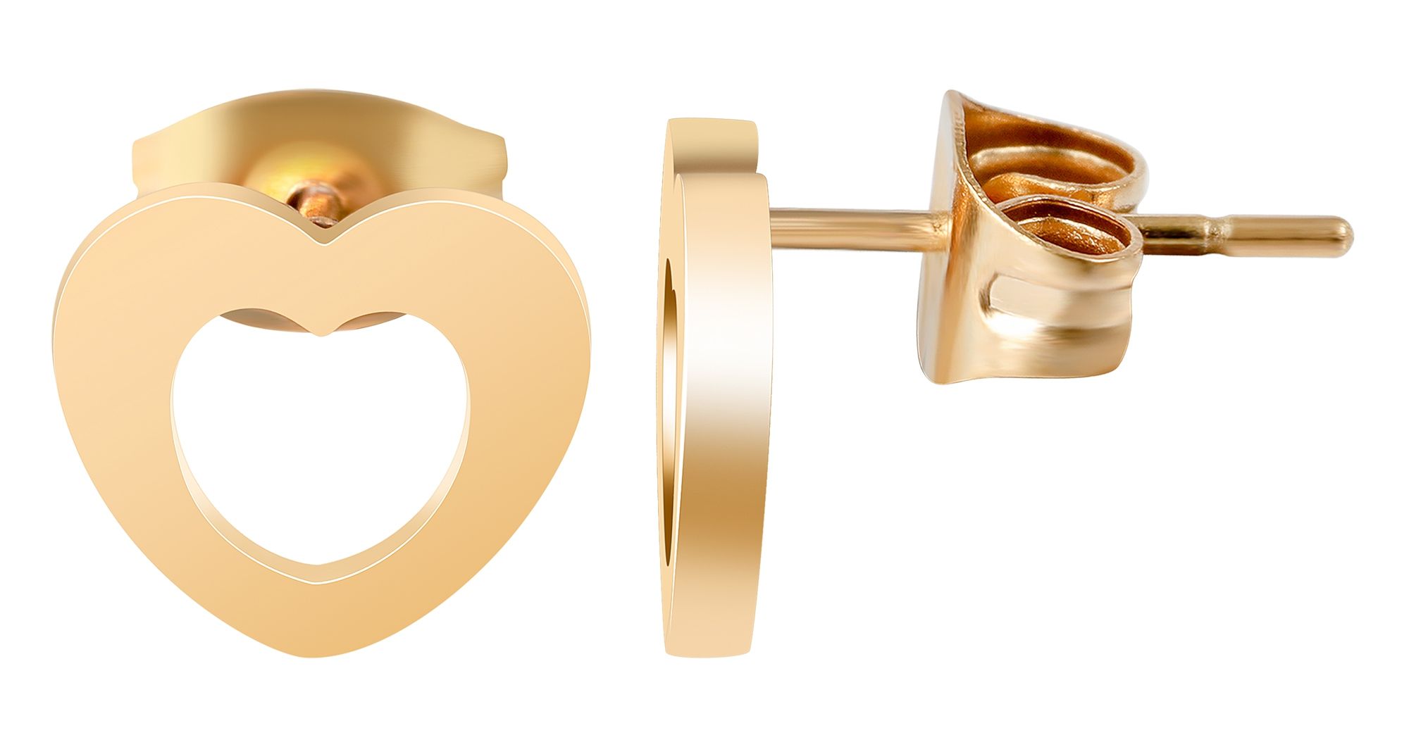 Akzent Edelstahl Ohrstecker mit Herz, IP roségoldfarbig