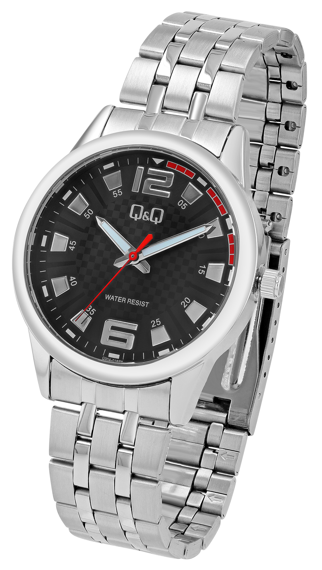 Q&Q Herrenuhr mit Edelstahlarmband, Ø 40 mm, silberfarben/schwarz