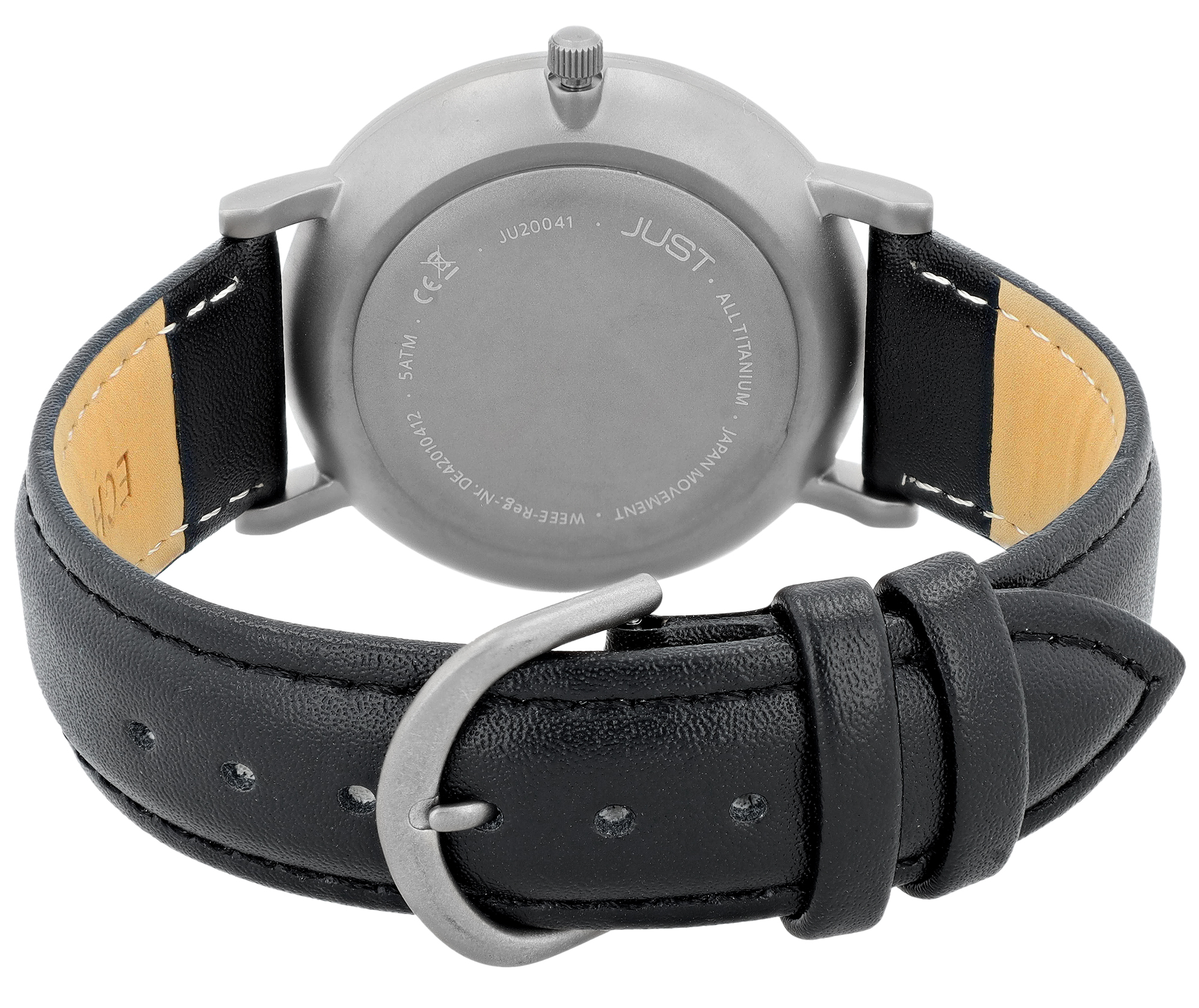 Just Titan Herrenuhr "Keenan" mit Echtlederband, 5 ATM, schwarz/weiß