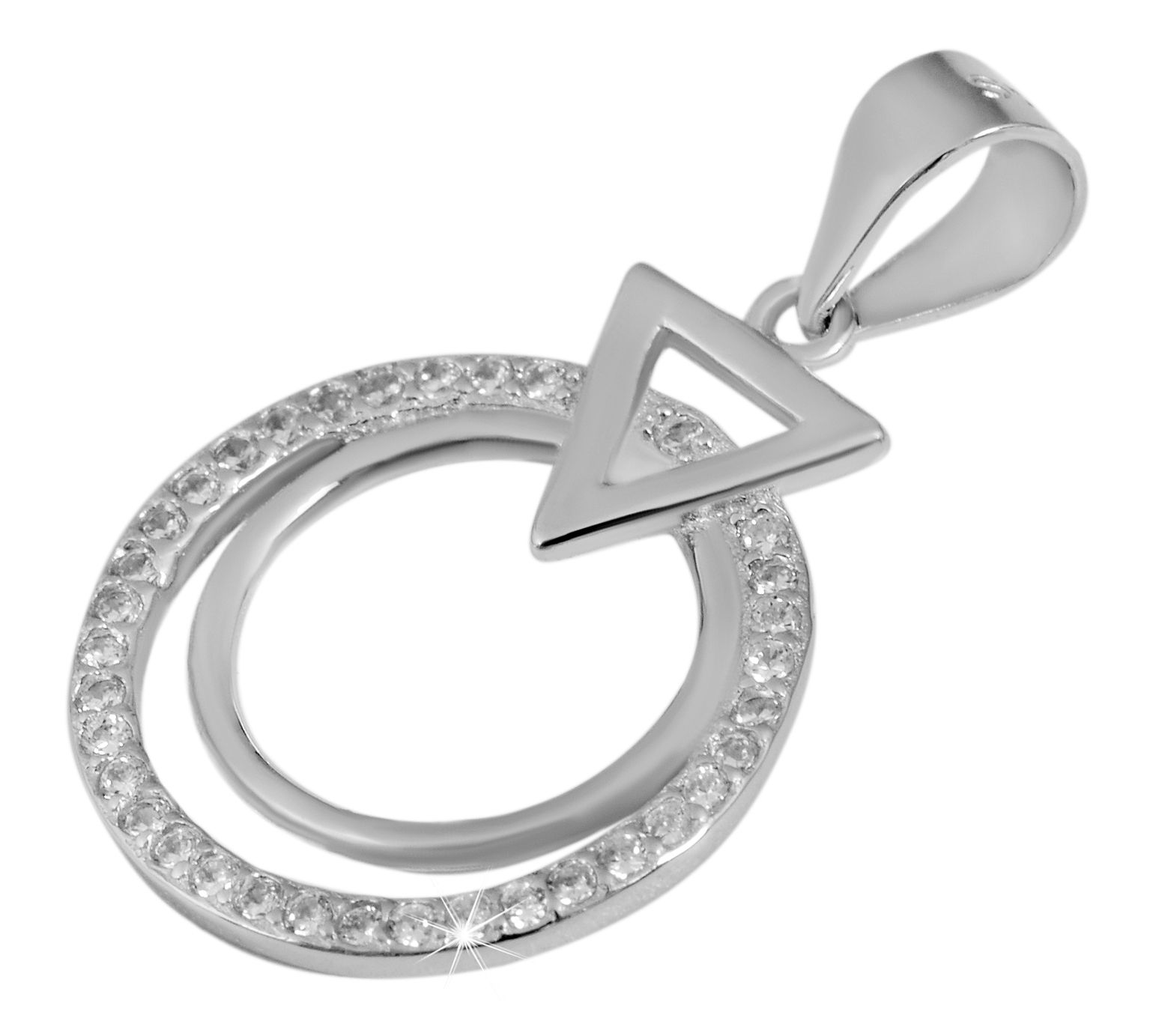 925/- Echt Silber Schmuck-Set "Rahel", Anhänger und Ohrstecker mit Zirkoniabesatz, 925/rhodiniert