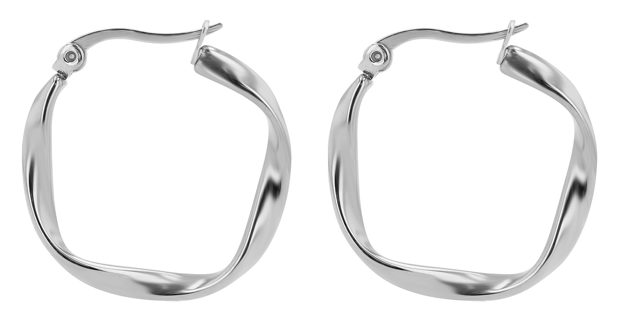 "Aelia" Edelstahl gedrehte Creolen Ø 20 mm, silberfarben