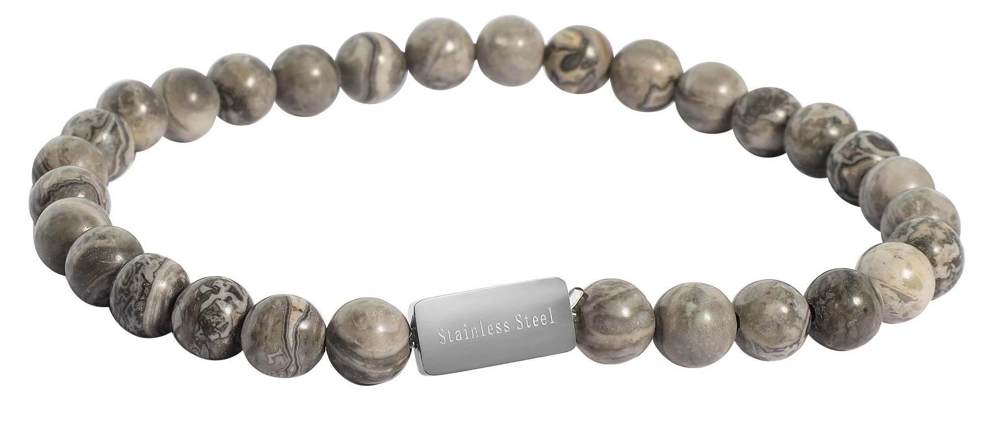 "Bodhi" Akzent Kugelarmband, Naturstein (Jasper), personalisierbar, schwarz