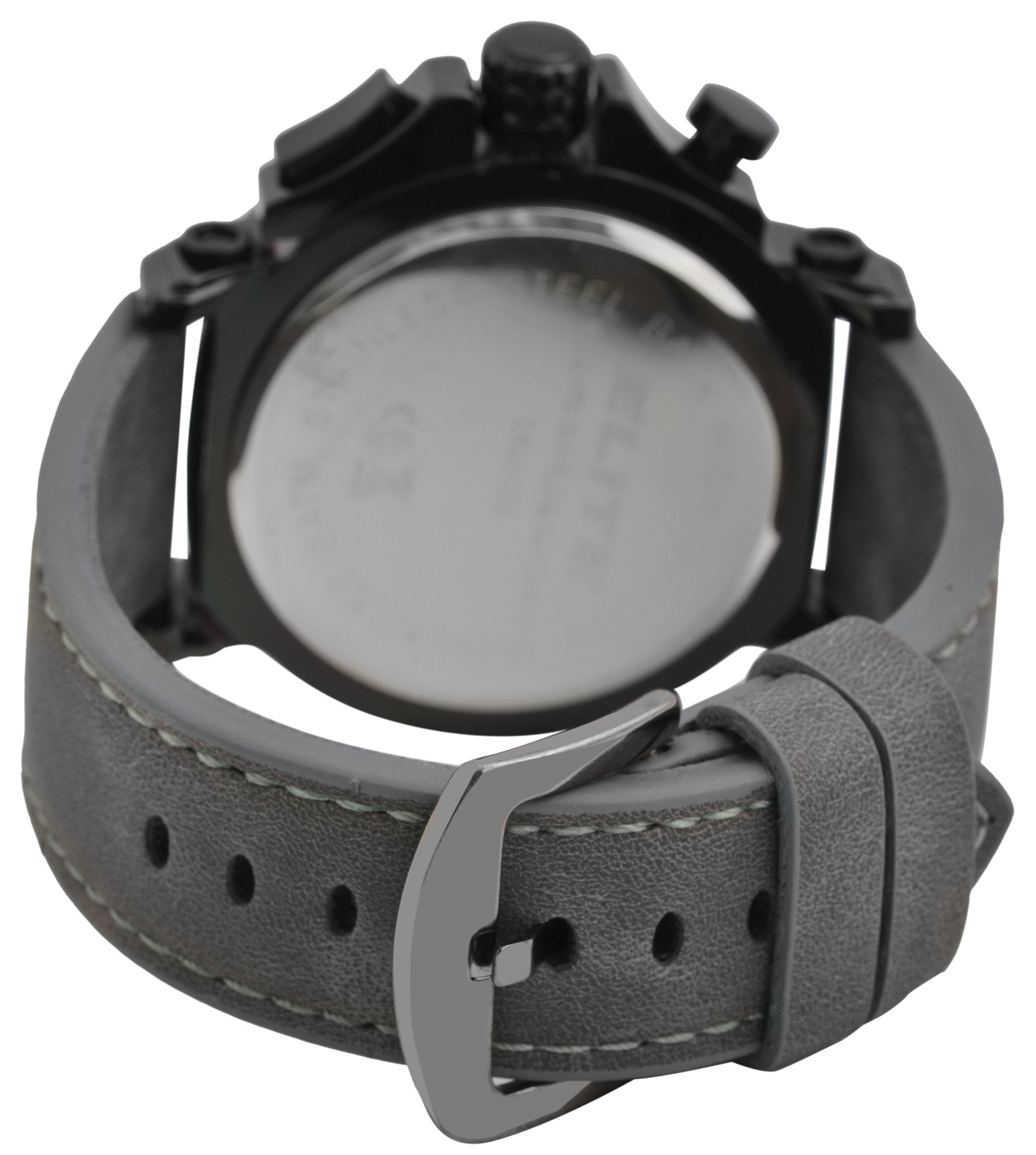 ELITE Herrenchronograph mit Lederimitationsarmband in grau/schwarz