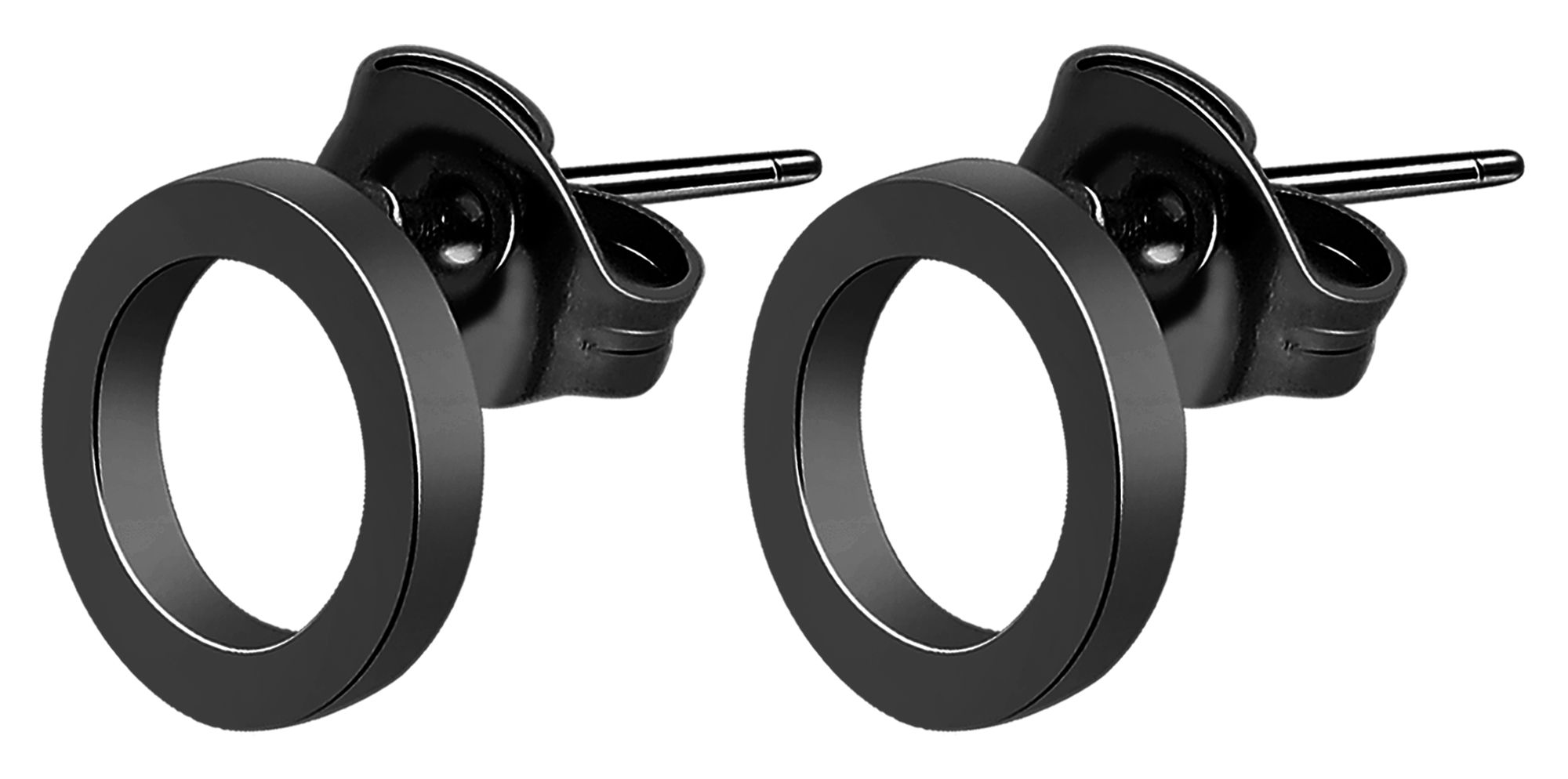 "Kiara" Edelstahl Ohrstecker - offener Kreis/ circle Ø 8 mm, schwarz
