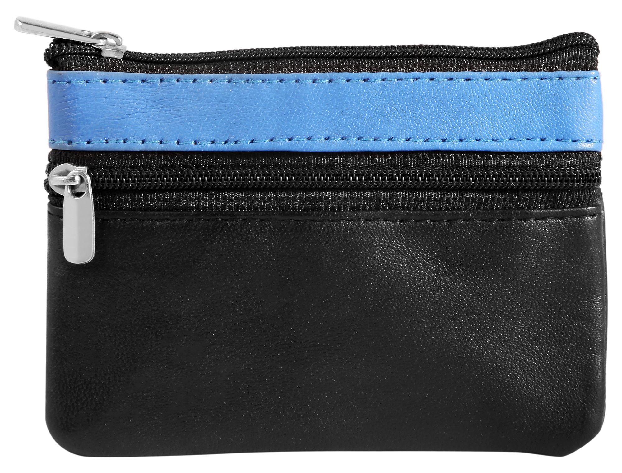 Excellanc Schlüsselbeutel aus Echtleder in schwarz/blau