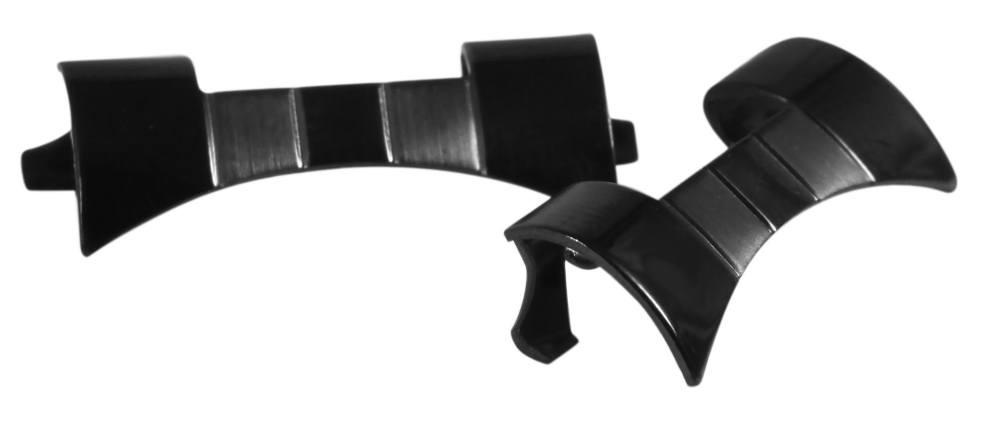Edelstahl-Uhrenarmband mit Faltschließe, schwarz, 21 mm