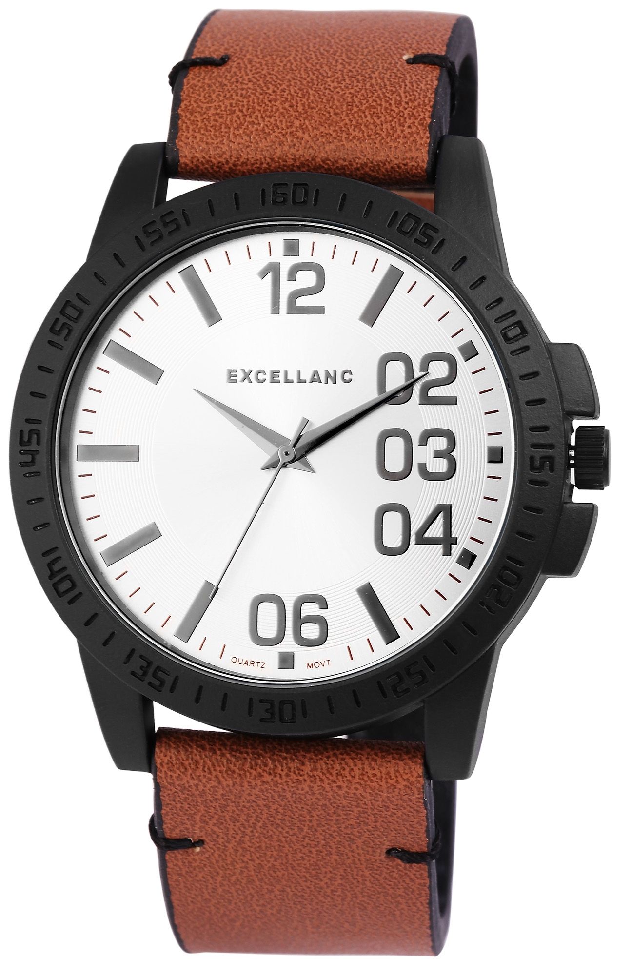 Excellanc Herrenuhr Lederimitat, braun