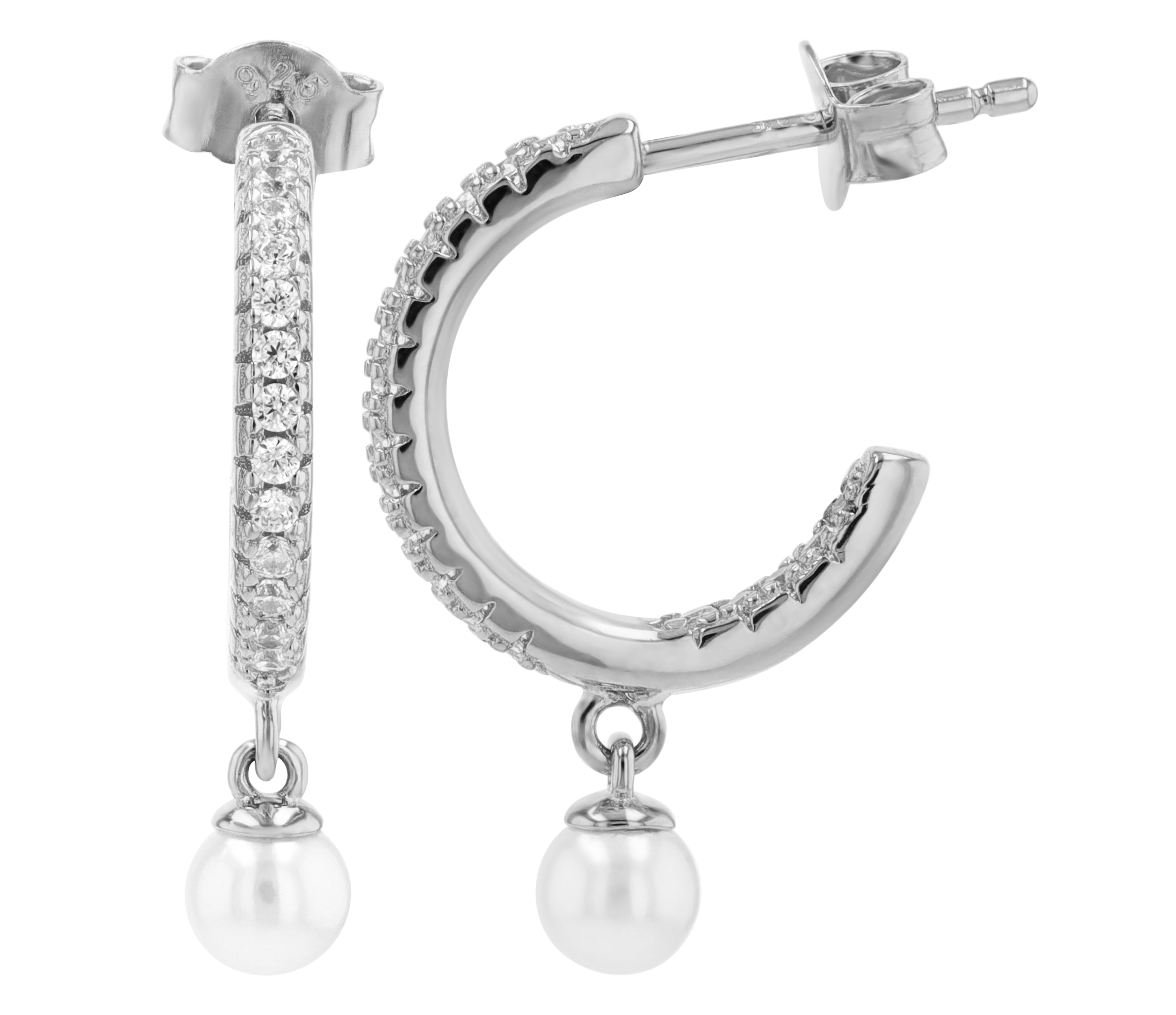 Sif Jakobs Jewellery 925/- Echt Silber Halbcreole mit Hänger "Ellera Perla Medio" Ø 10,5 mm, rhod.