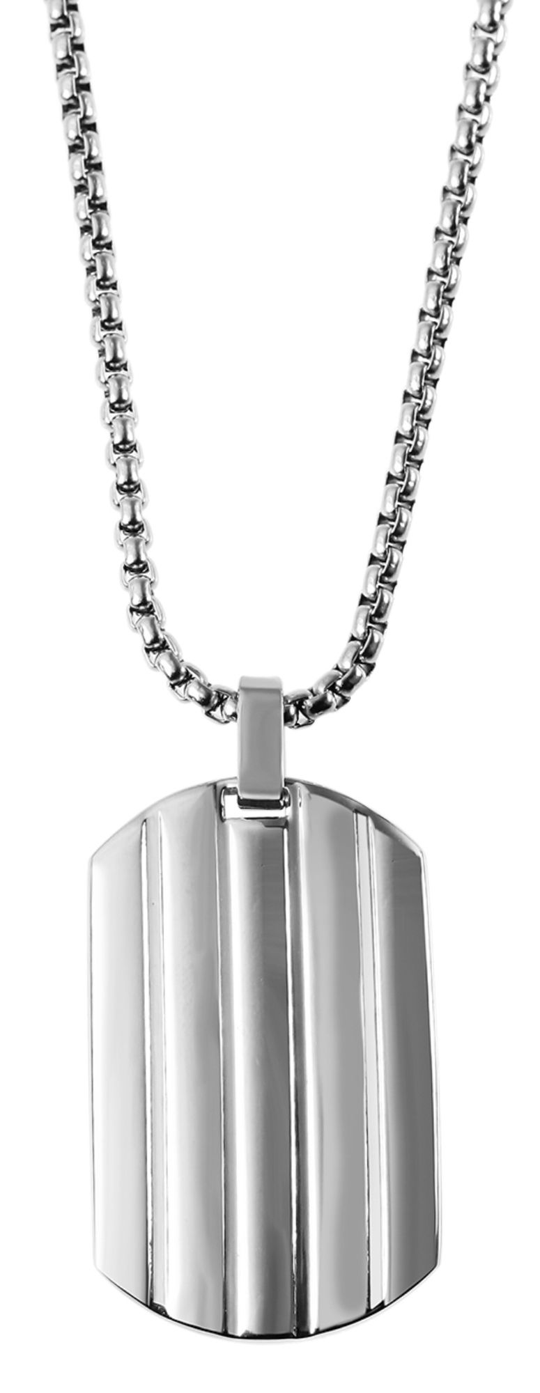 Akzent Halskette mit Dog Tag, Edelstahl, silberfarben