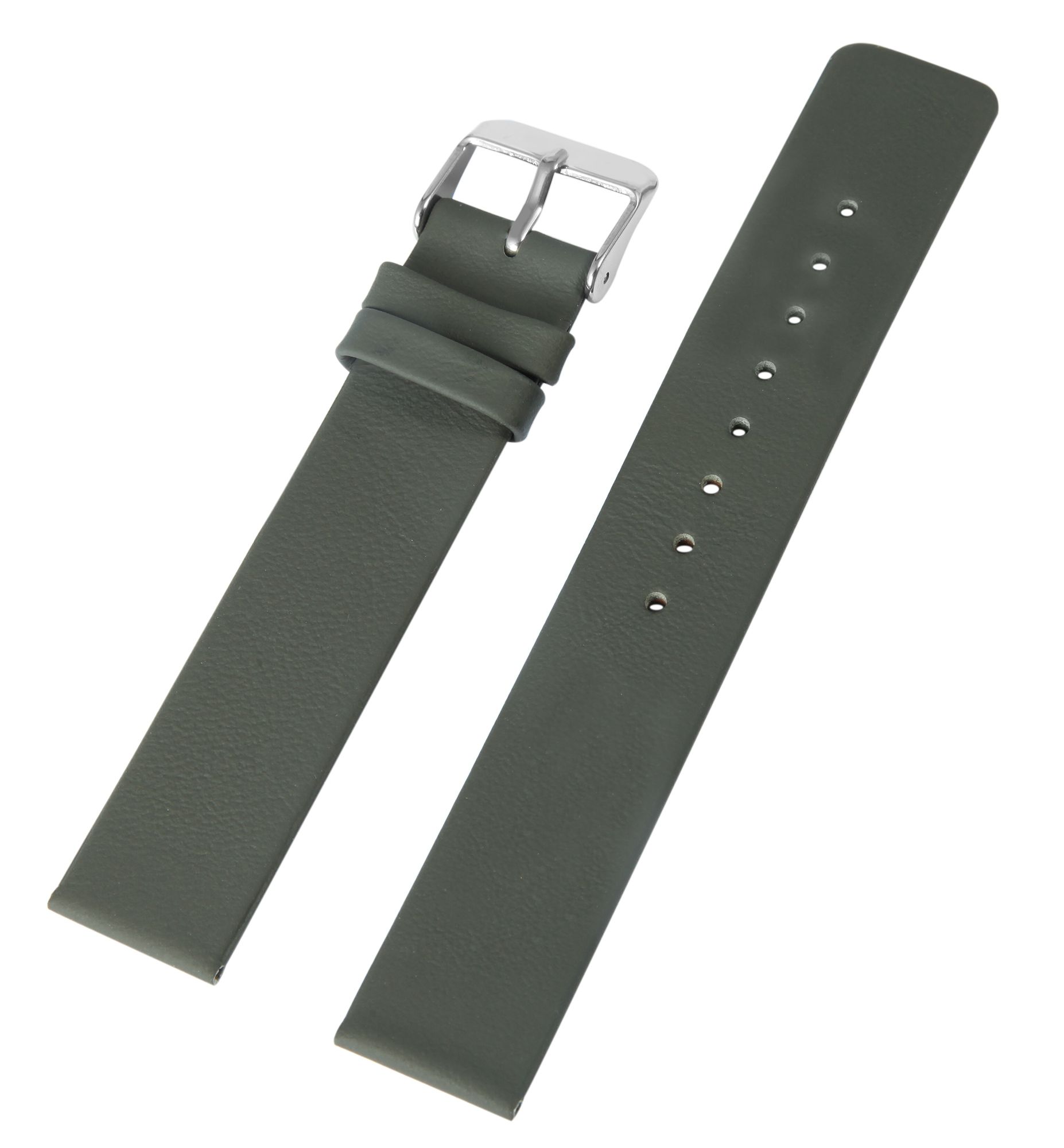 Echtleder-Uhrenarmband, nahtlos, grau, 14 mm